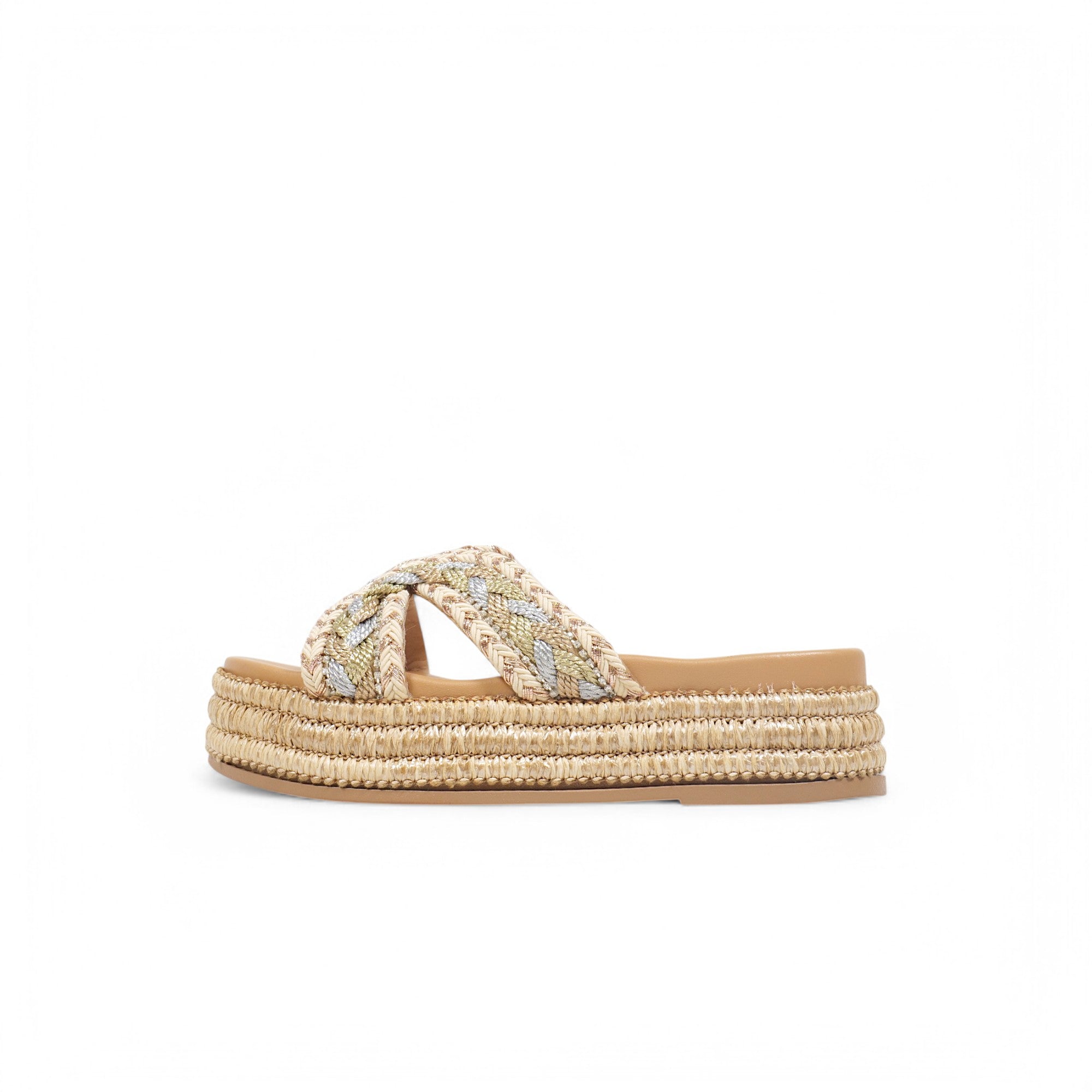 Sandalias de pedrería con suela alta
