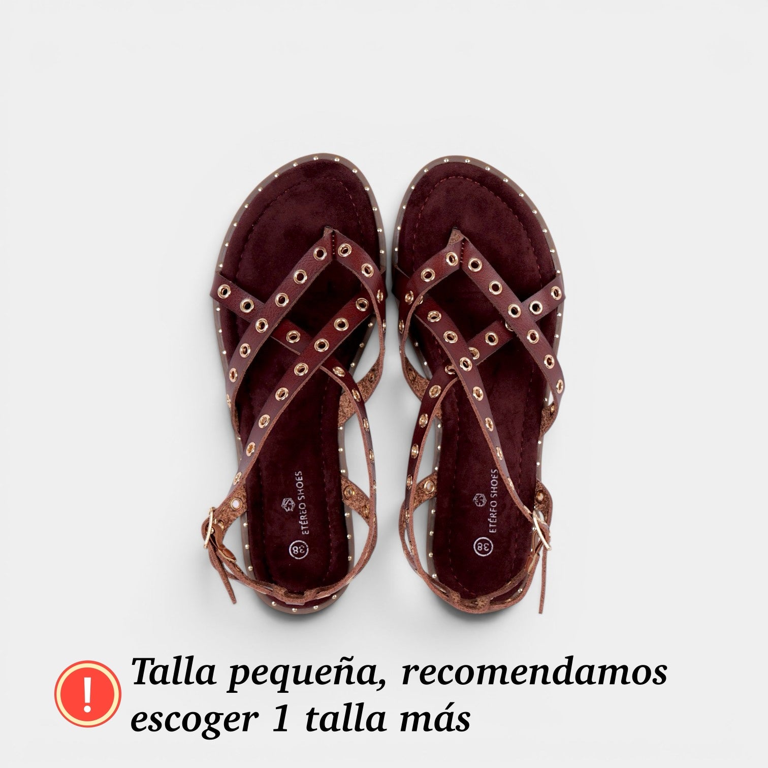 Sandalias Romanas con Tachuelas - Suela flexible y plantilla acolchada - Tachuelas doradas y tiras cruzadas para mujer, estilo casual elegante para verano, ideales para combinar con vestidos largos, faldas boho y looks de vacaciones