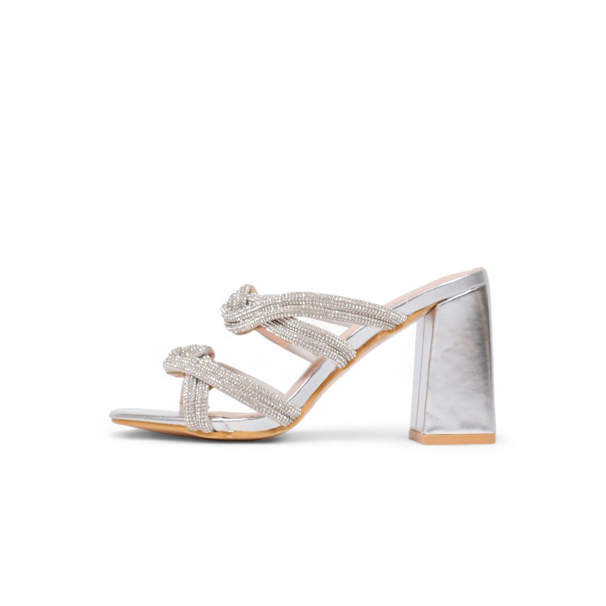 Tacones de tiras enrolladas con brillos