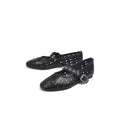 Bailarinas de Mujer con Diseño Calado y Correa Ajustable – Zapatos Planos Estilo Mary Jane en Cuero Sintético con Hebilla Metálica – Color Negro para Verano o Primavera