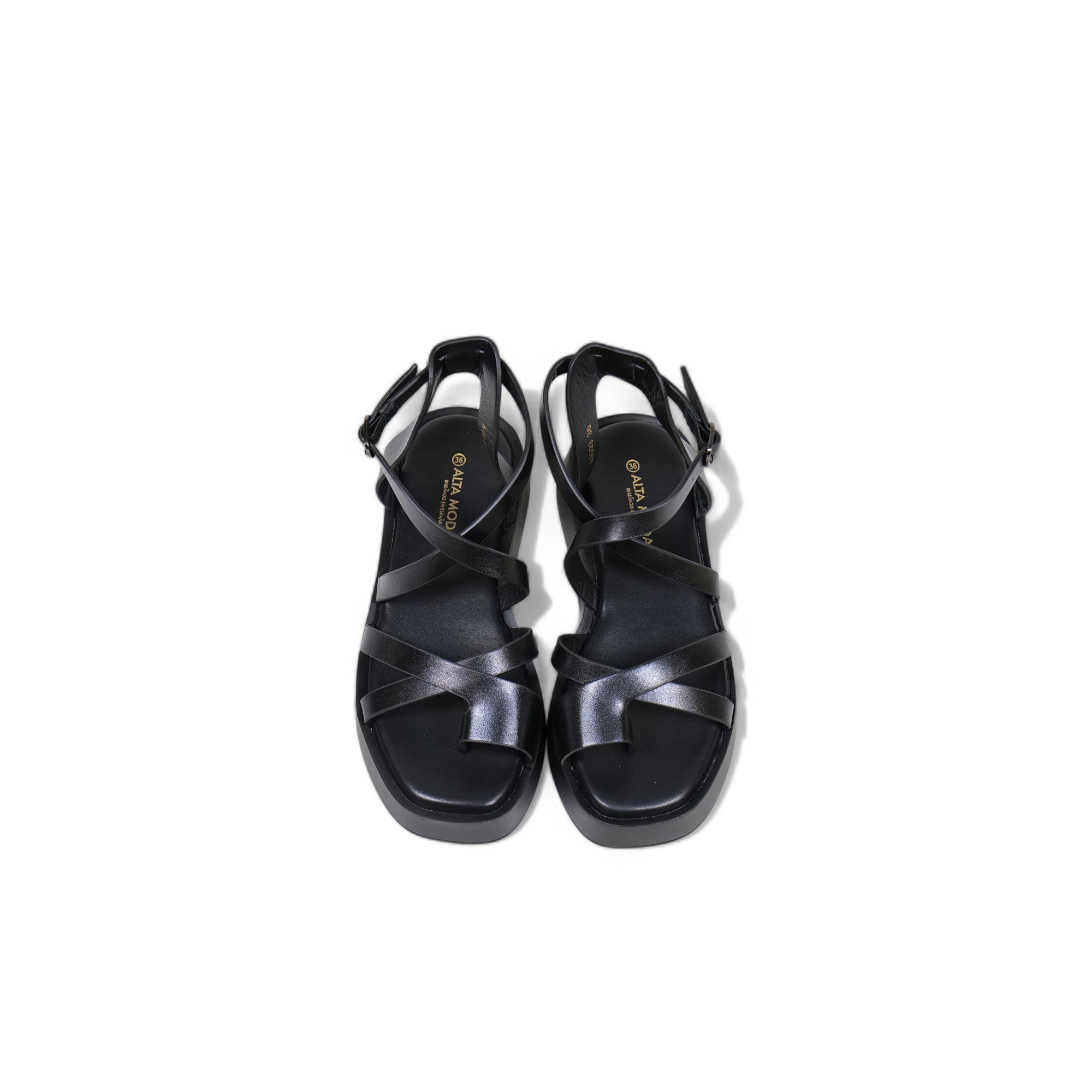 Sandalias planas de plataforma para mujer con tiras cruzadas estilo romano, sandalias minimalistas con pulsera al tobillo ajustable, suela gruesa cómoda, zapatos casuales de verano en color negro y marrón