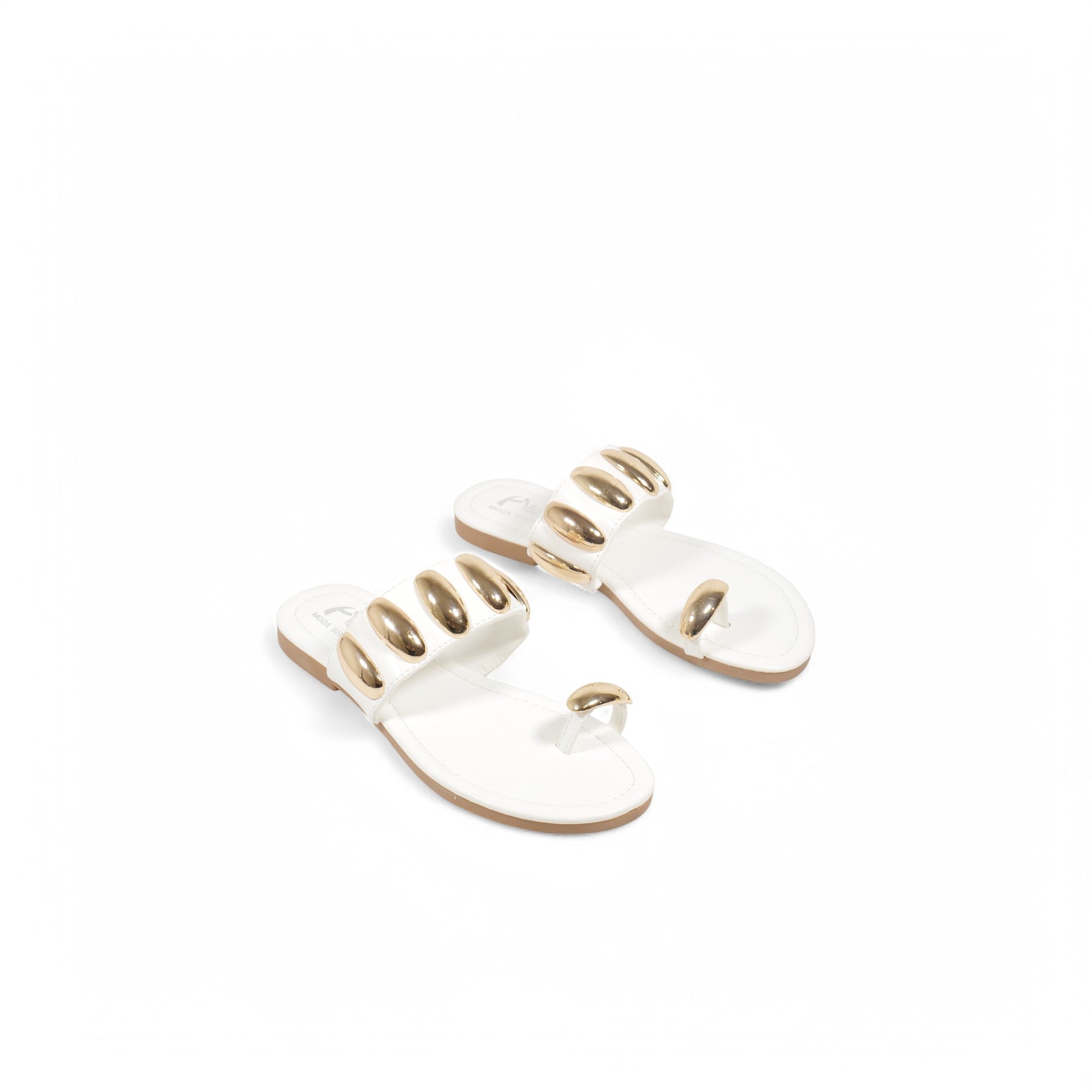 Sandalias planas adorno dorado