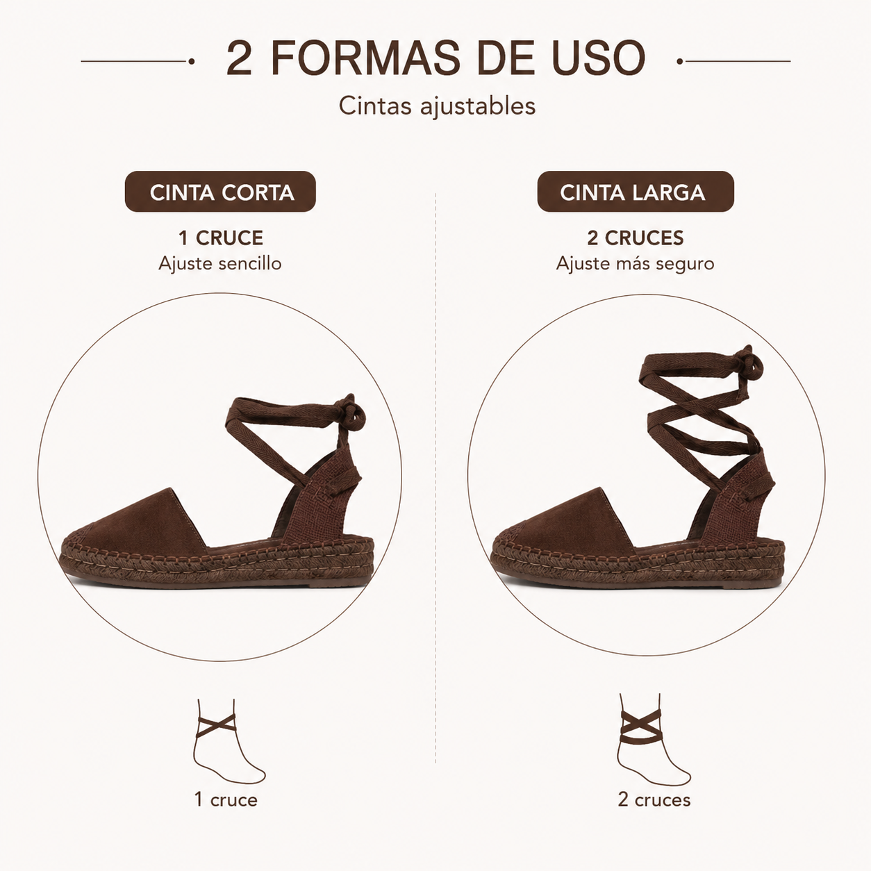 Alpargatas Planas con Cinta de Gamuza sintética Efecto ante suave, las cintas al tobillo y acabado efecto esparto en color negro, beige y marrón chocolate, estilo mediterráneo para verano, vacaciones y looks con vestidos, lino o jeans