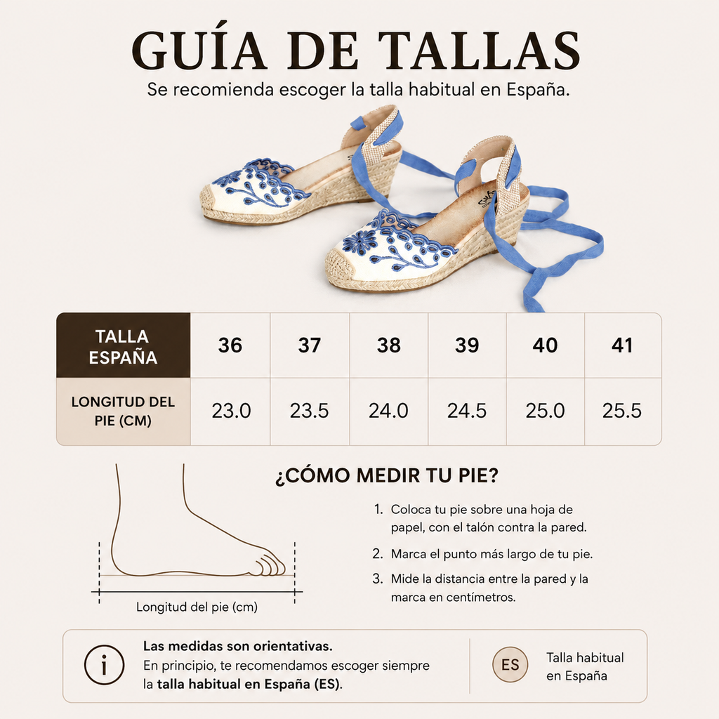 Sandalias espadrille de cuña media con bordado floral, punta cerrada con detalle de yute, cintas para atar al tobillo y acabado en tela con efecto natural, alpargatas elegantes para verano, invitada y looks casuales