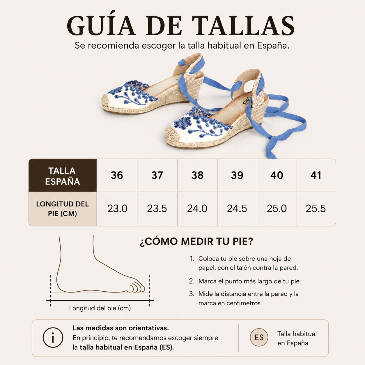 Sandalias espadrille de cuña media con bordado floral, punta cerrada con detalle de yute, cintas para atar al tobillo y acabado en tela con efecto natural, alpargatas elegantes para verano, invitada y looks casuales