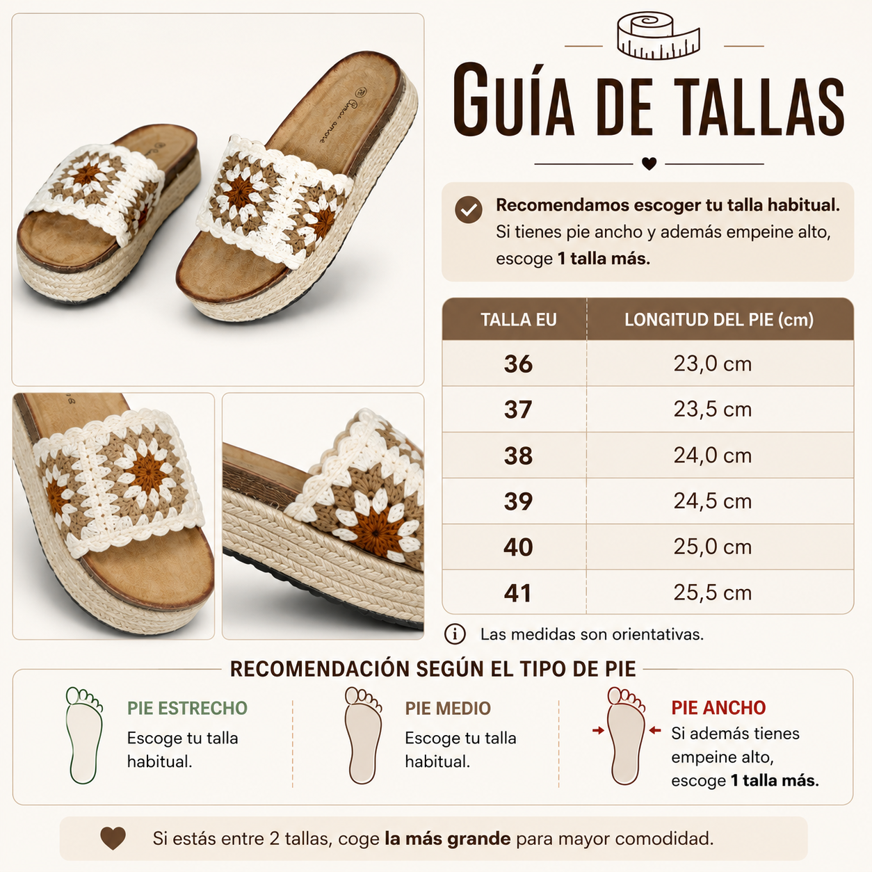 Sandalias Bio con Plataforma y Doble Hebilla de Velcro, Hebilla con Tachuales, Tira Ancha de Crochet Floral