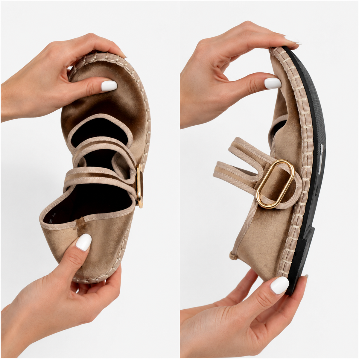 Merceditas terciopelo con doble tira para mujer, manoletinas bailarinas planas con velcro, hebilla dorada decorativa, plantilla textil acolchada extra, suela flexible y cómodas para diario