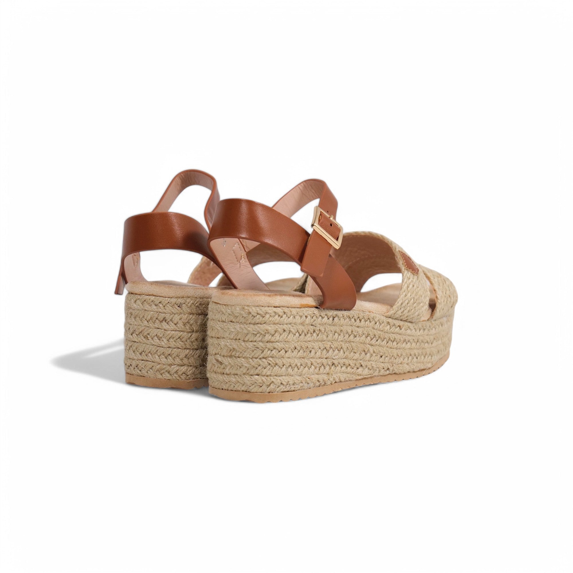 Sandalias Espadrille de cuña 6cm de plataforma para mujer con tiras cruzadas de cuerda trenzada, pulsera al tobillo con hebilla ajustable y suela de yute, sandalias de verano con plataforma cómoda estilo casual y natural