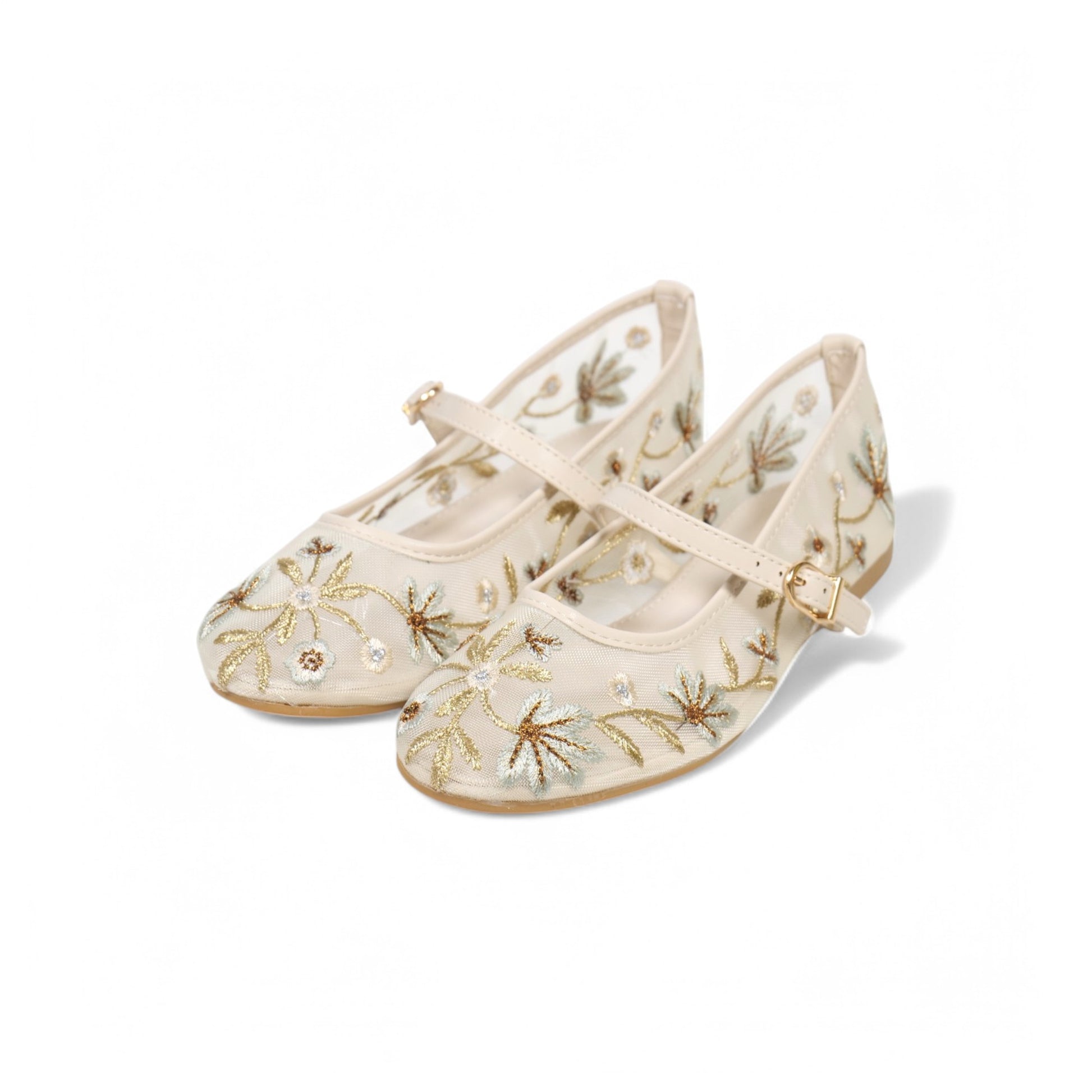 Bailarinas tipo merceditas de tul bordado para mujer con tira ajustable, diseño floral romántico y suela plana, ideales para primavera y verano, disponibles en negro y beige