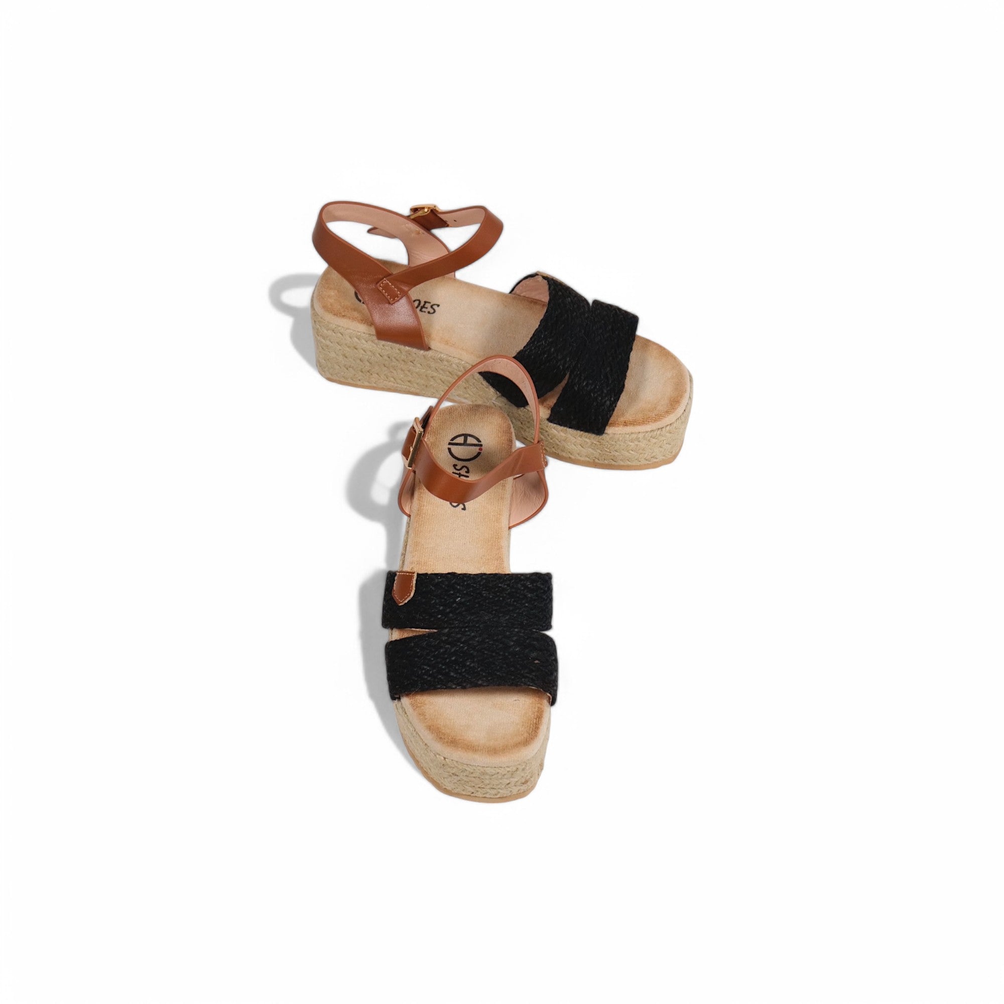 Sandalias Espadrille de cuña 6cm de plataforma para mujer con tiras cruzadas de cuerda trenzada, pulsera al tobillo con hebilla ajustable y suela de yute, sandalias de verano con plataforma cómoda estilo casual y natural