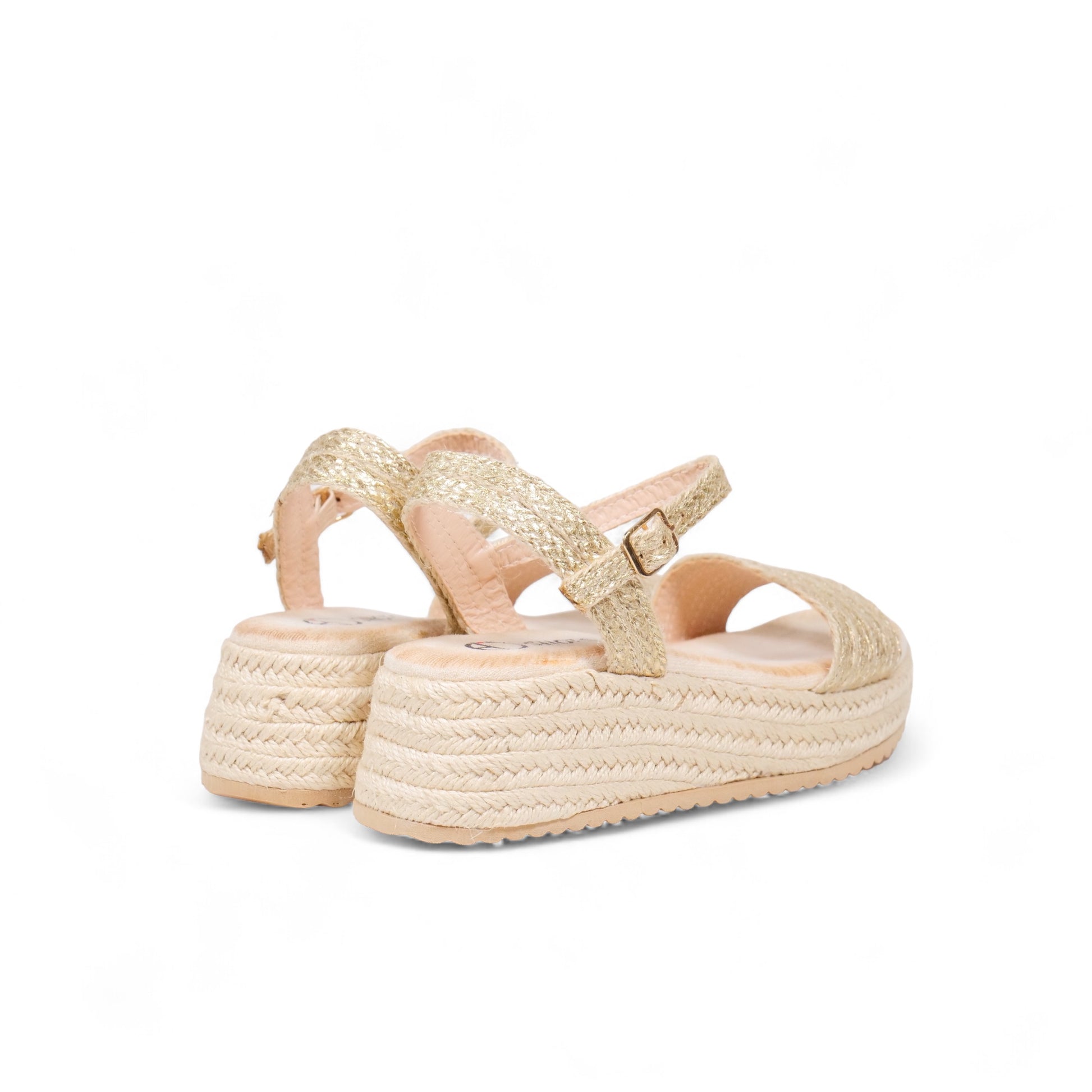 Sandalias de tira metalizada con esparto