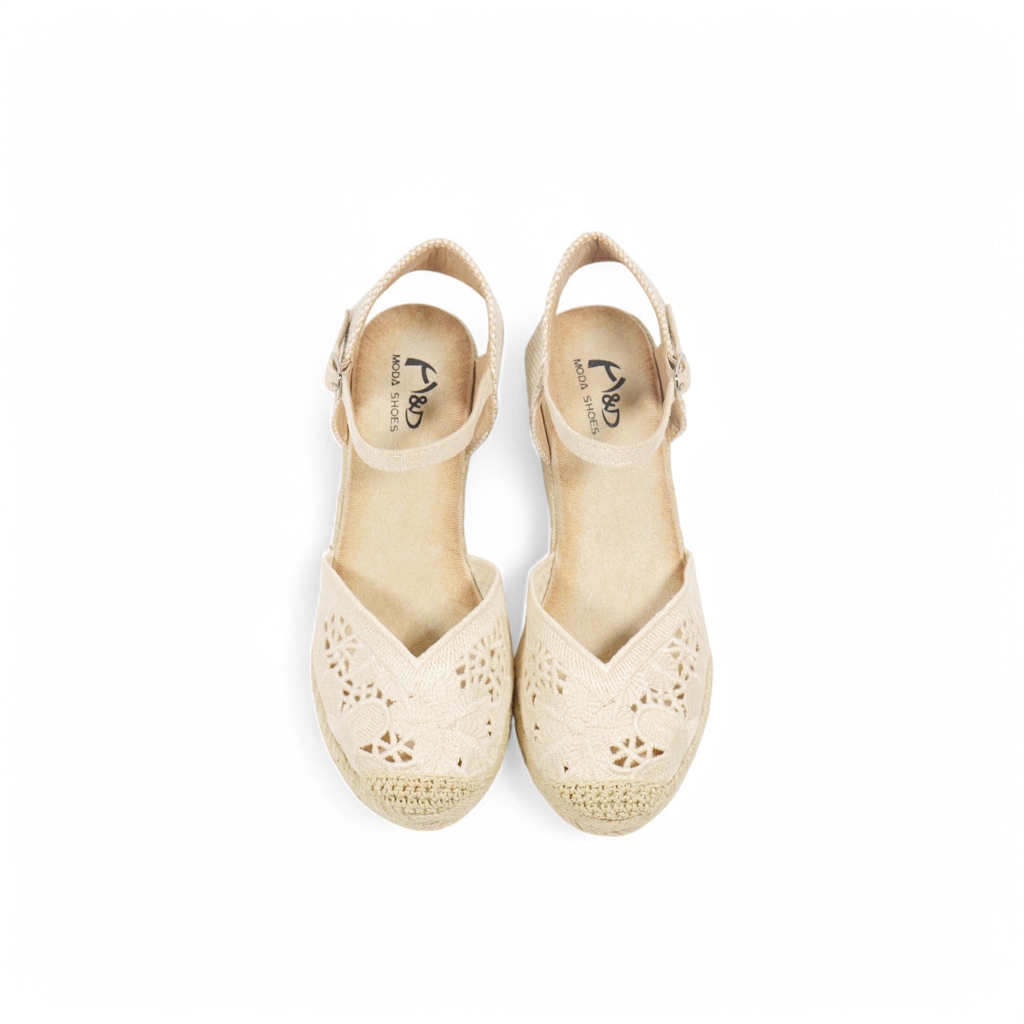 Alpargatas de cuña para mujer con encaje calado, sandalias cerradas tipo espadrille con pulsera al tobillo y hebilla, zapatos elegantes de verano con plataforma de yute