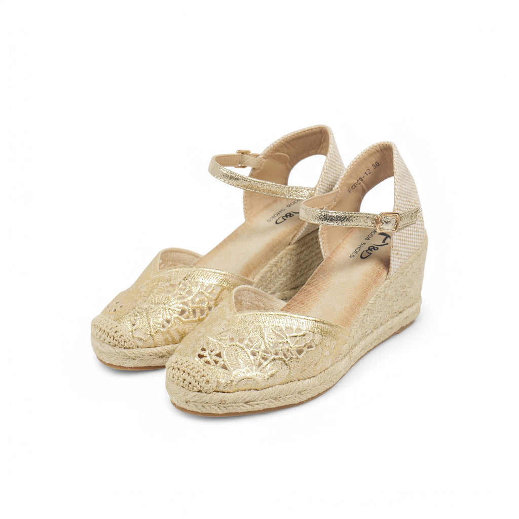 Sandalias de cuña bordado con empeine V