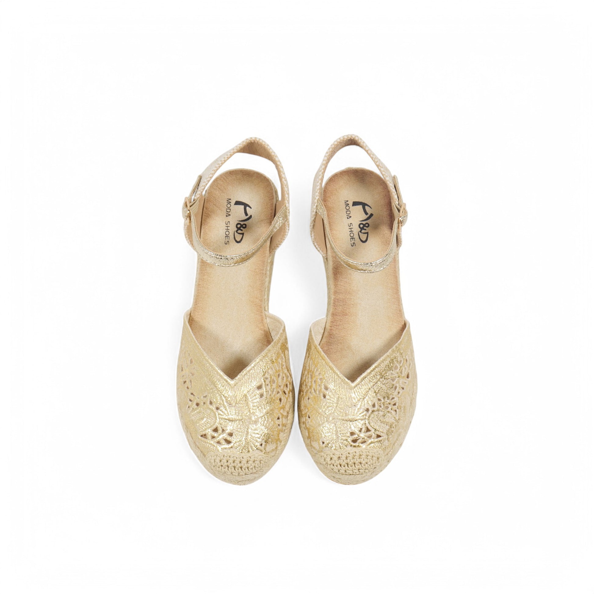 Sandalias de cuña bordado con empeine V