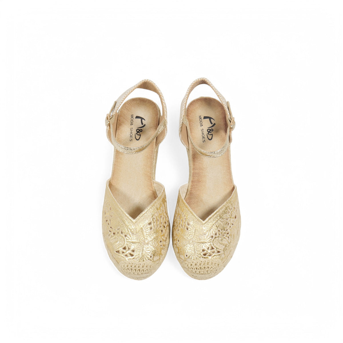 Alpargatas de cuña para mujer con encaje calado, sandalias cerradas tipo espadrille con pulsera al tobillo y hebilla, zapatos elegantes de verano con plataforma de yute