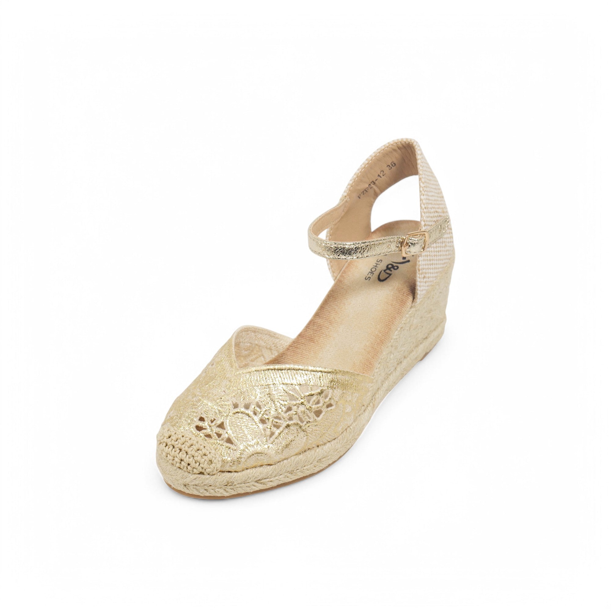 Alpargatas de cuña para mujer con encaje calado, sandalias cerradas tipo espadrille con pulsera al tobillo y hebilla, zapatos elegantes de verano con plataforma de yute
