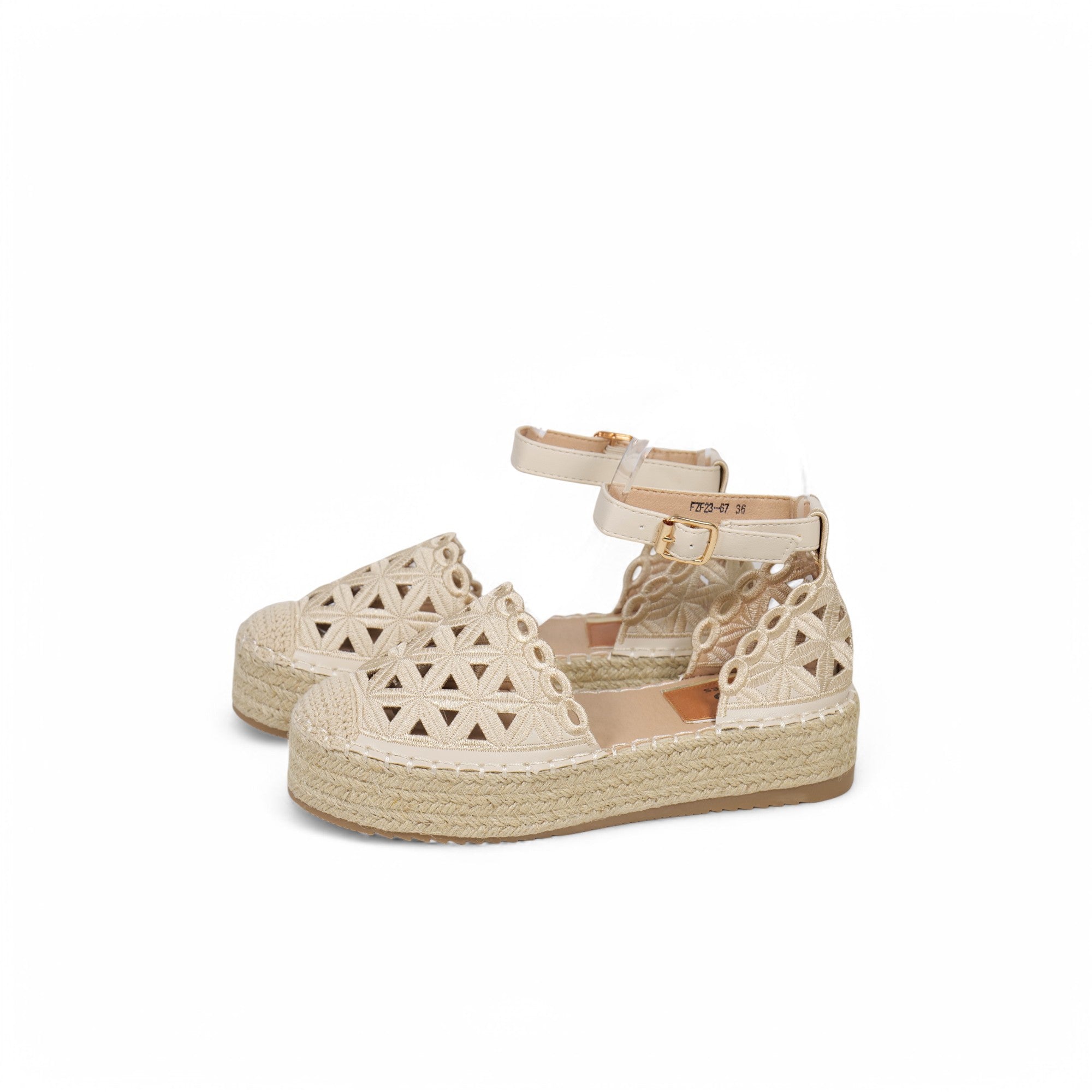 Sandalias espadrille con plataforma de yute para mujer, alpargatas con pulsera al tobillo y hebilla, diseño bordado calado en cuero sintético metalizado, sandalias de verano con plataforma cómoda para looks casuales y eventos