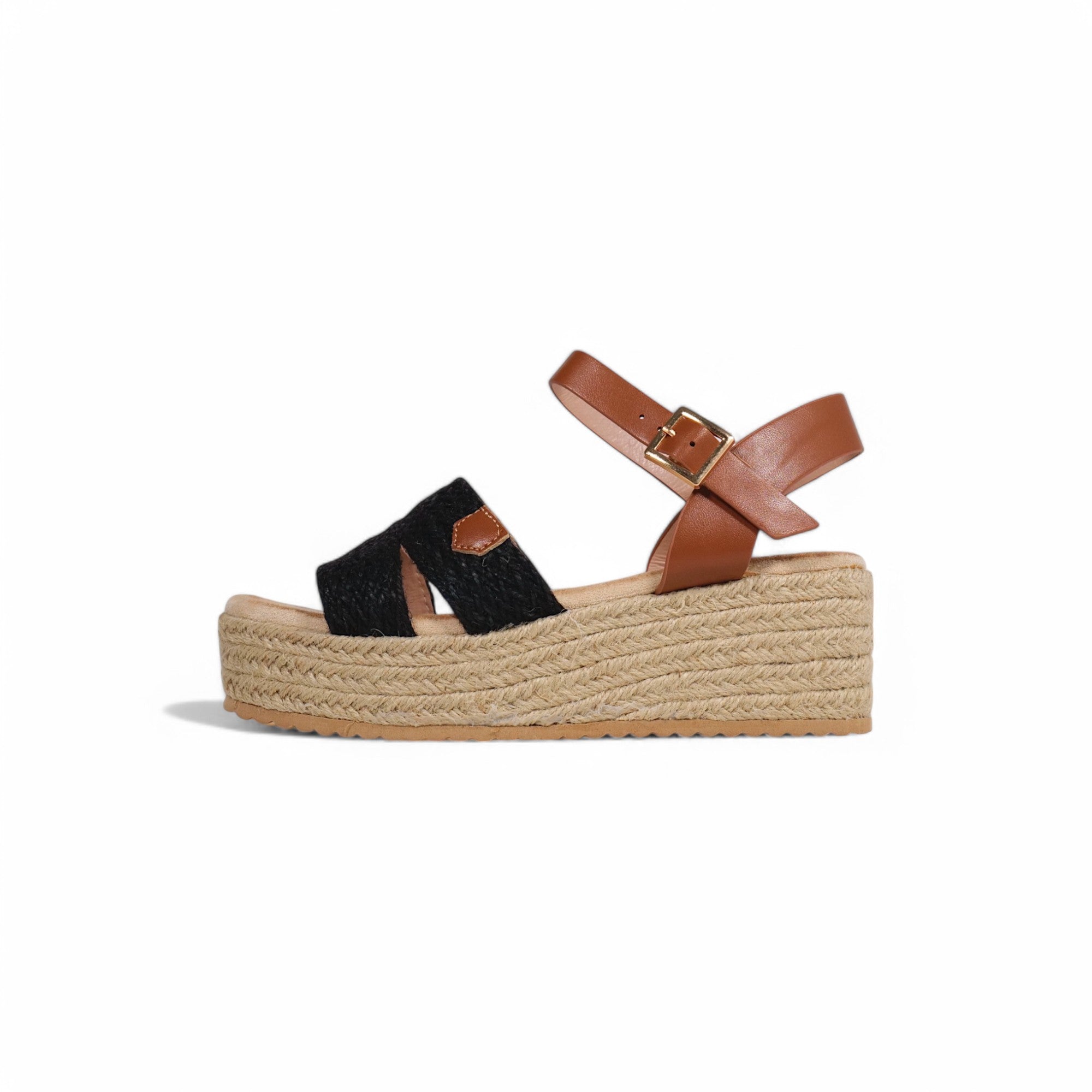 Sandalias Espadrille de cuña 6cm de plataforma para mujer con tiras cruzadas de cuerda trenzada, pulsera al tobillo con hebilla ajustable y suela de yute, sandalias de verano con plataforma cómoda estilo casual y natural