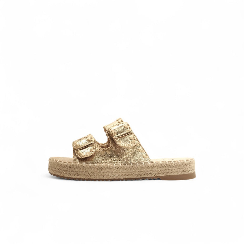 Sandalias Planas con Hebilla y Plataforma de Yute