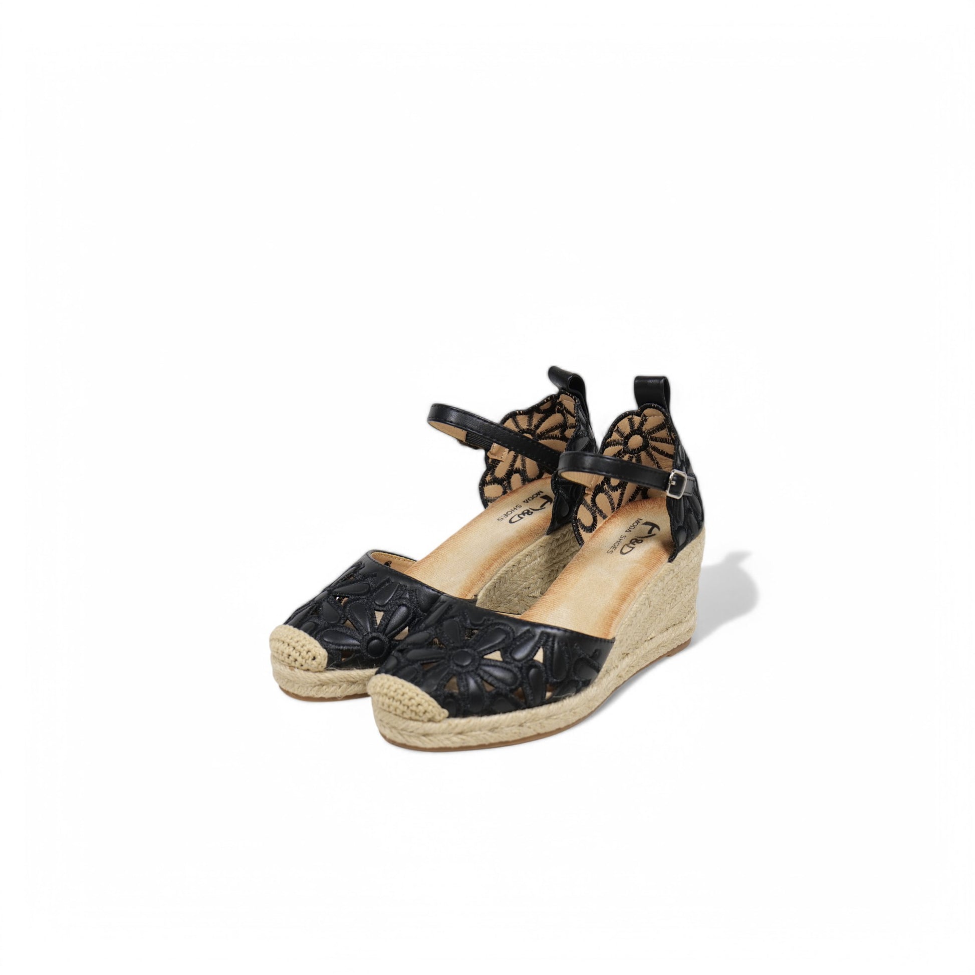 Sandalias de cuña floral calado