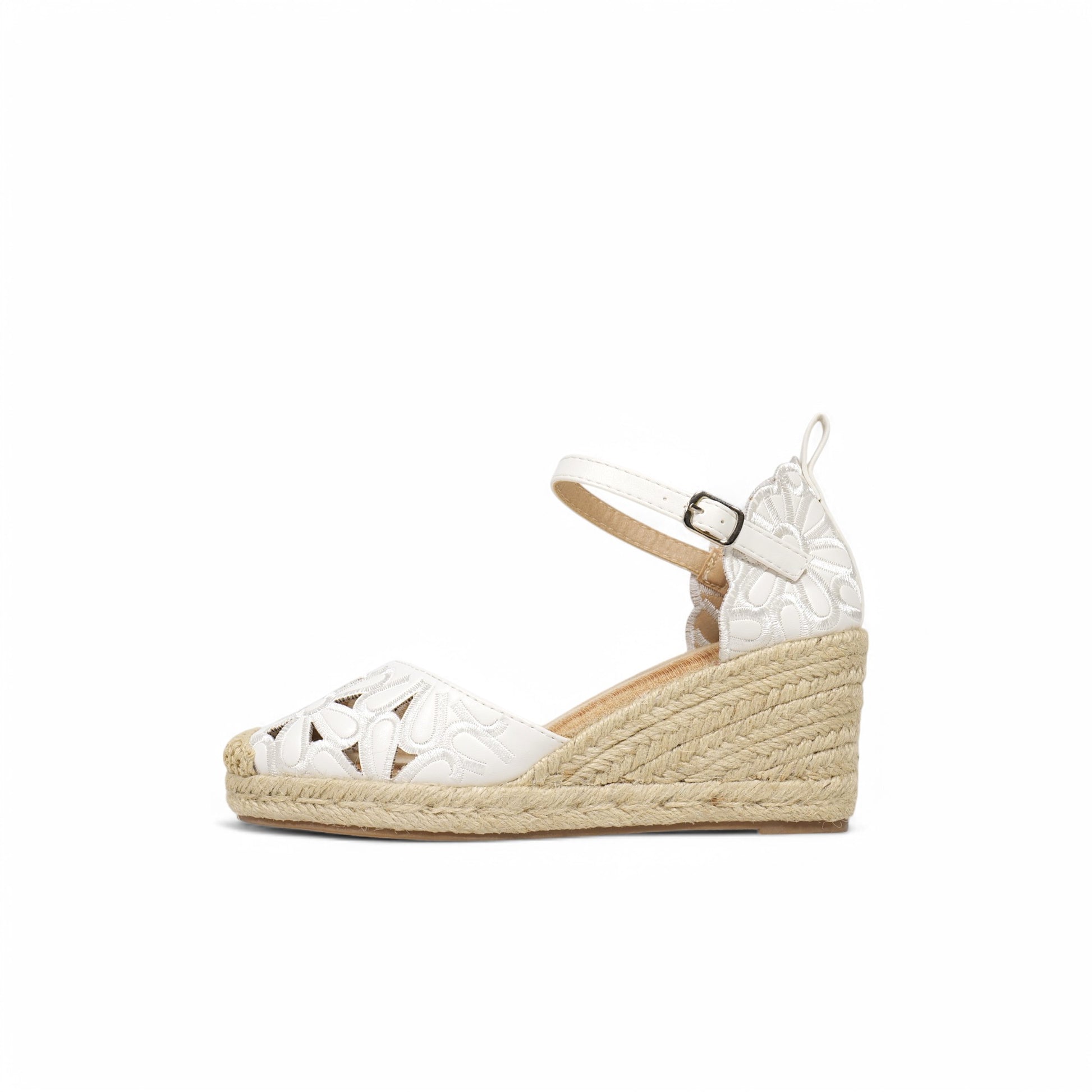 Sandalias de cuña floral calado