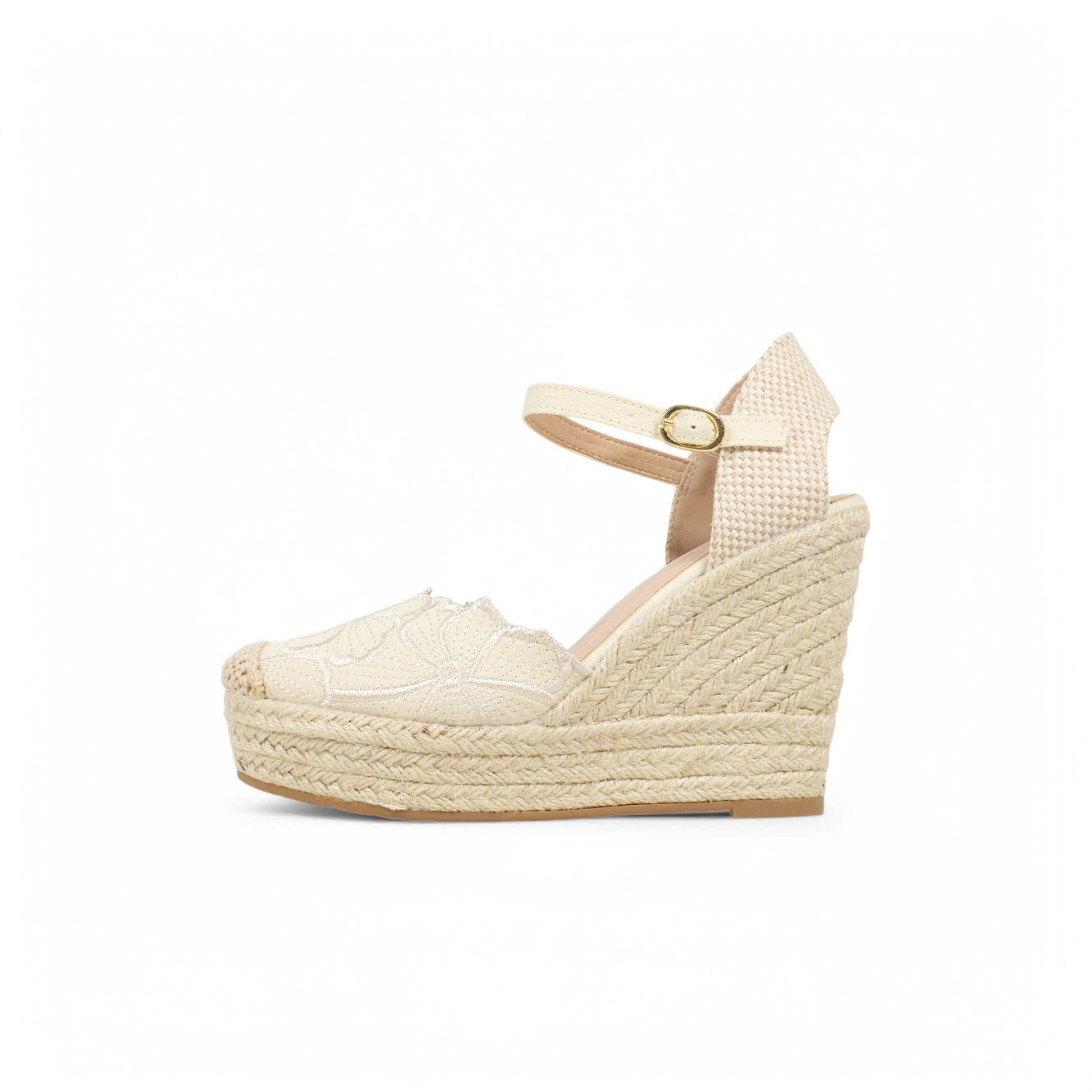 Sandalias de cuña bordado floral