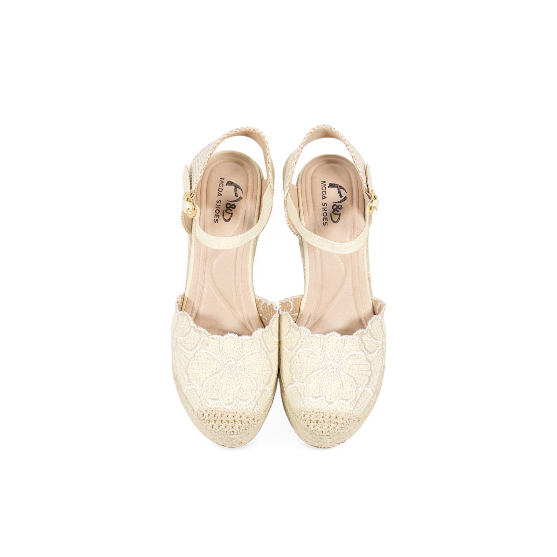Sandalias de cuña bordado floral