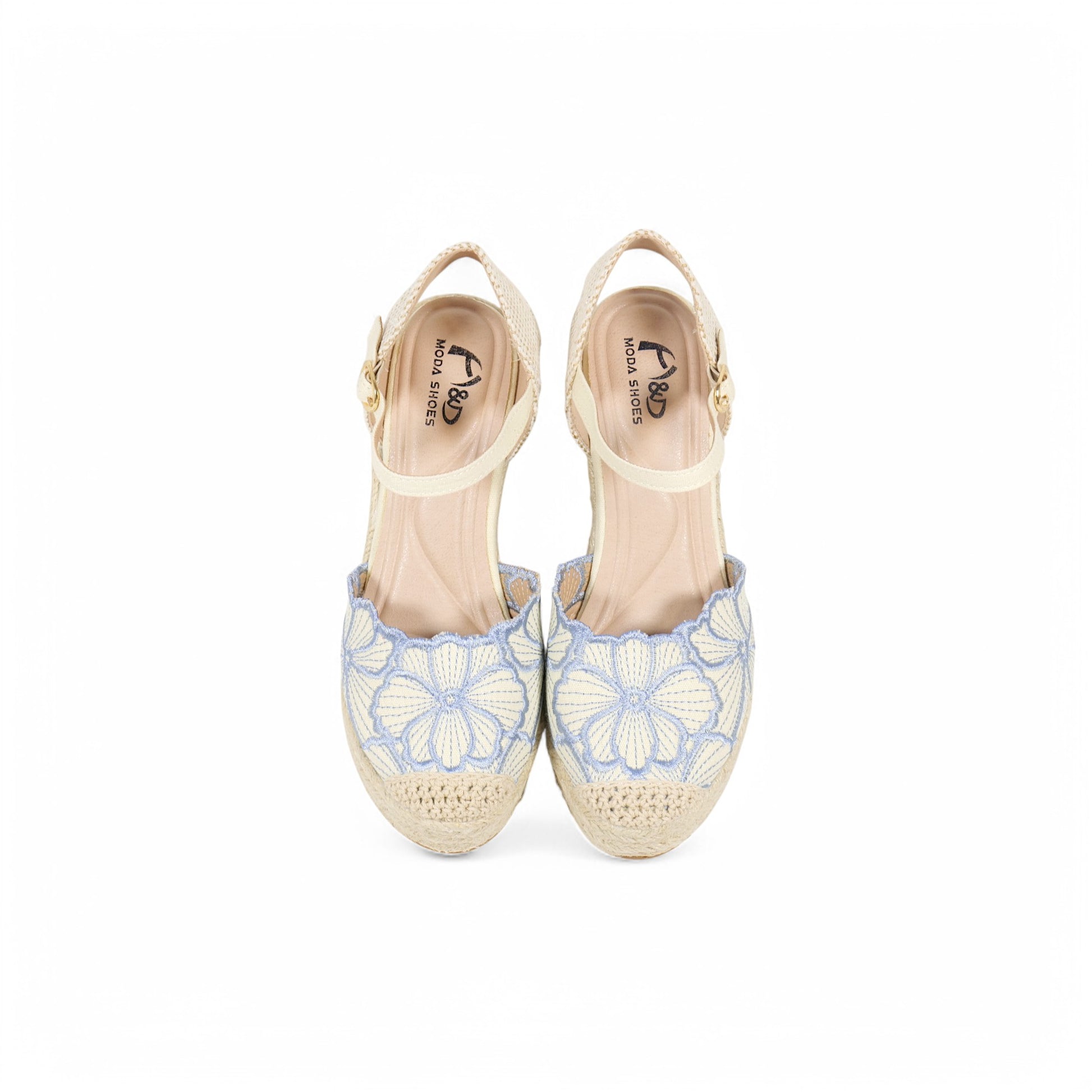 Sandalias de cuña bordado floral