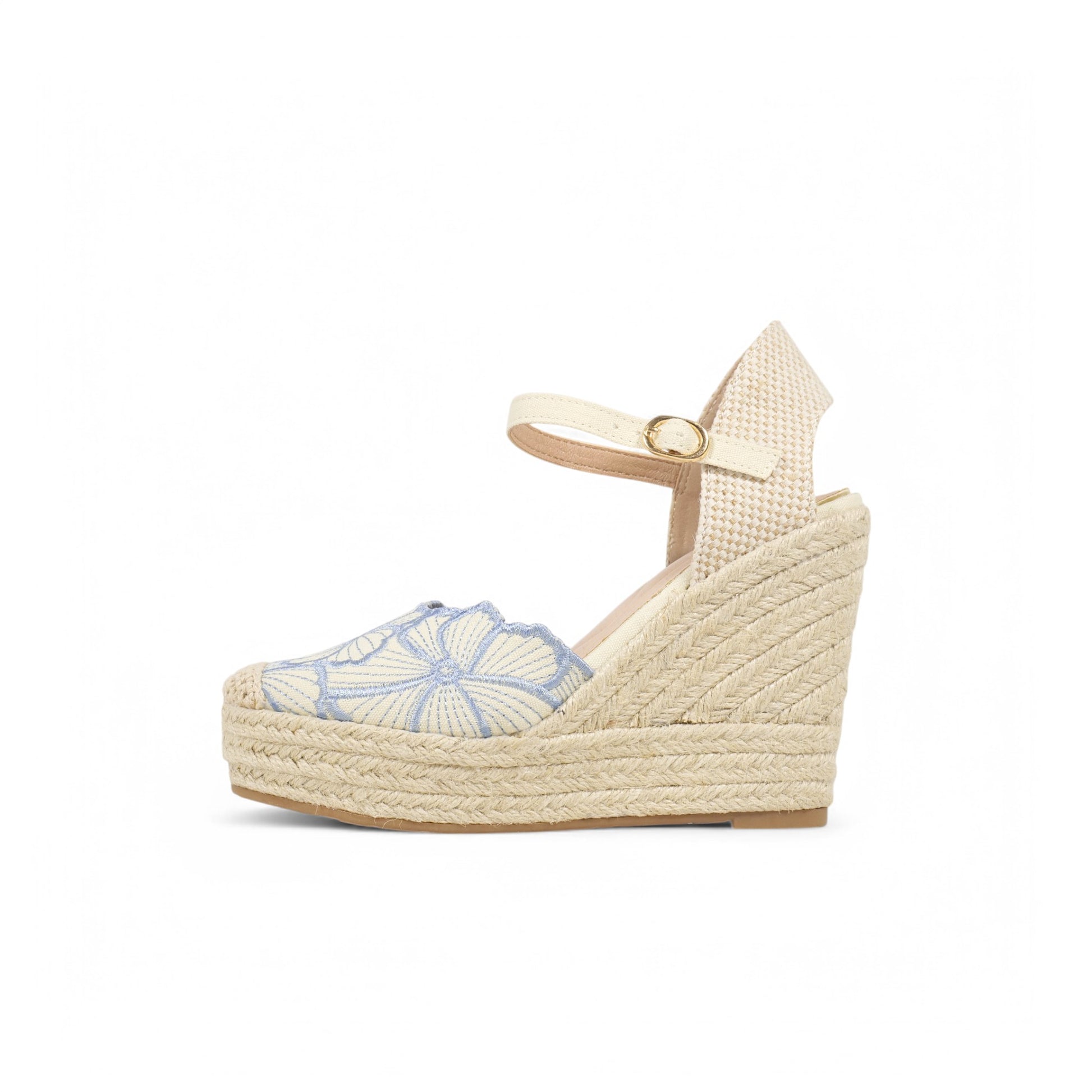 Sandalias de cuña bordado floral
