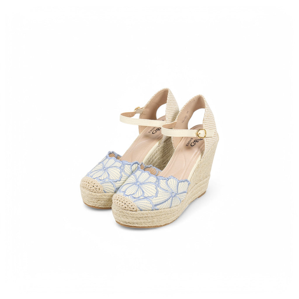 Sandalias de cuña bordado floral