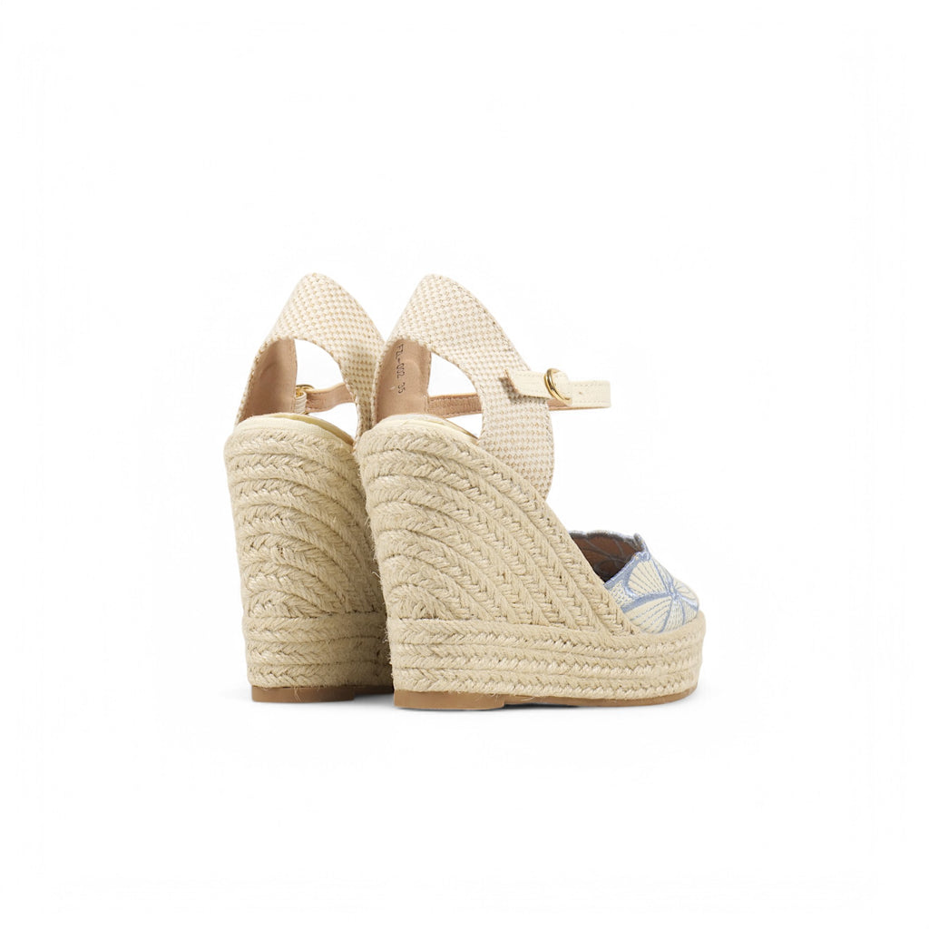 Sandalias de cuña bordado floral