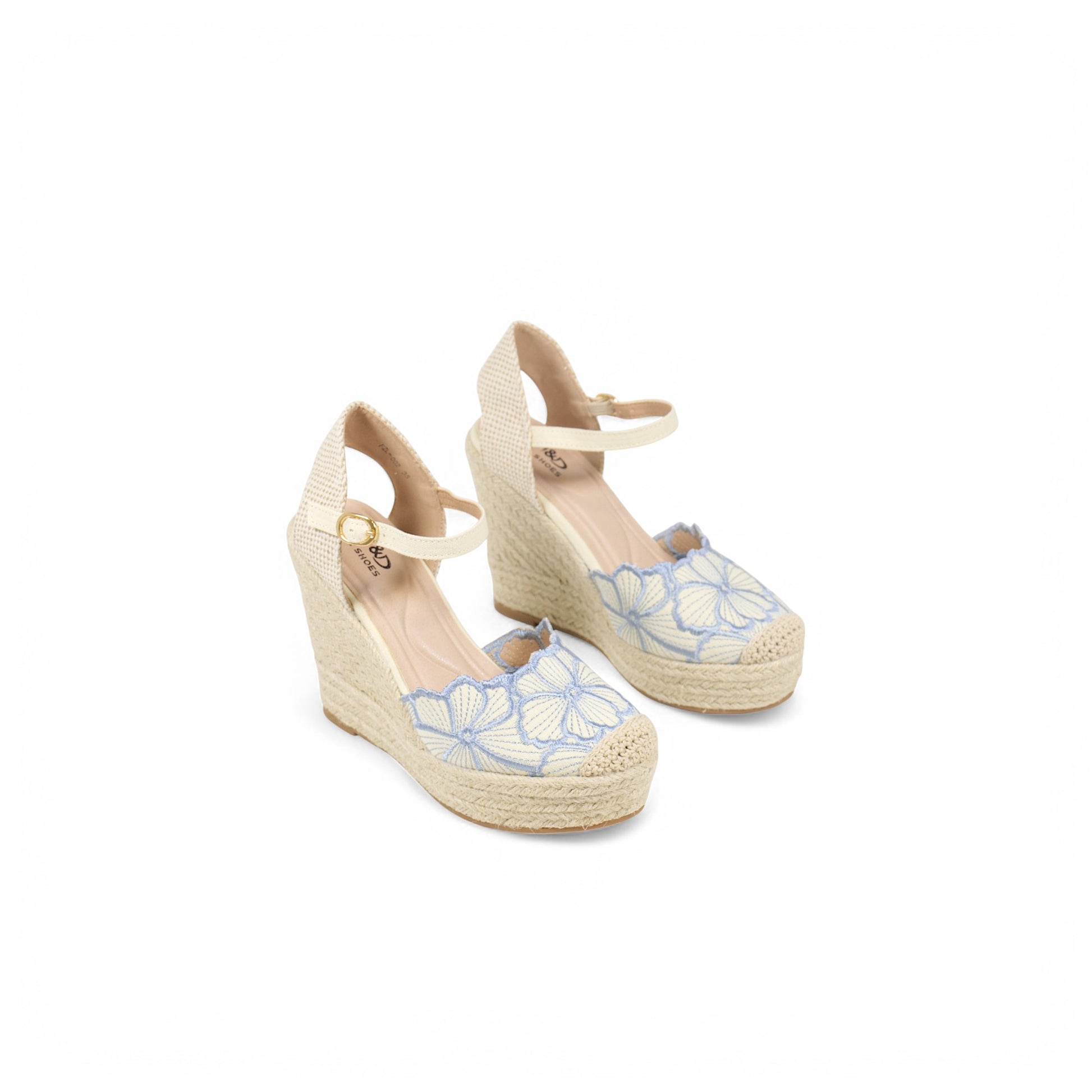 Sandalias de cuña bordado floral