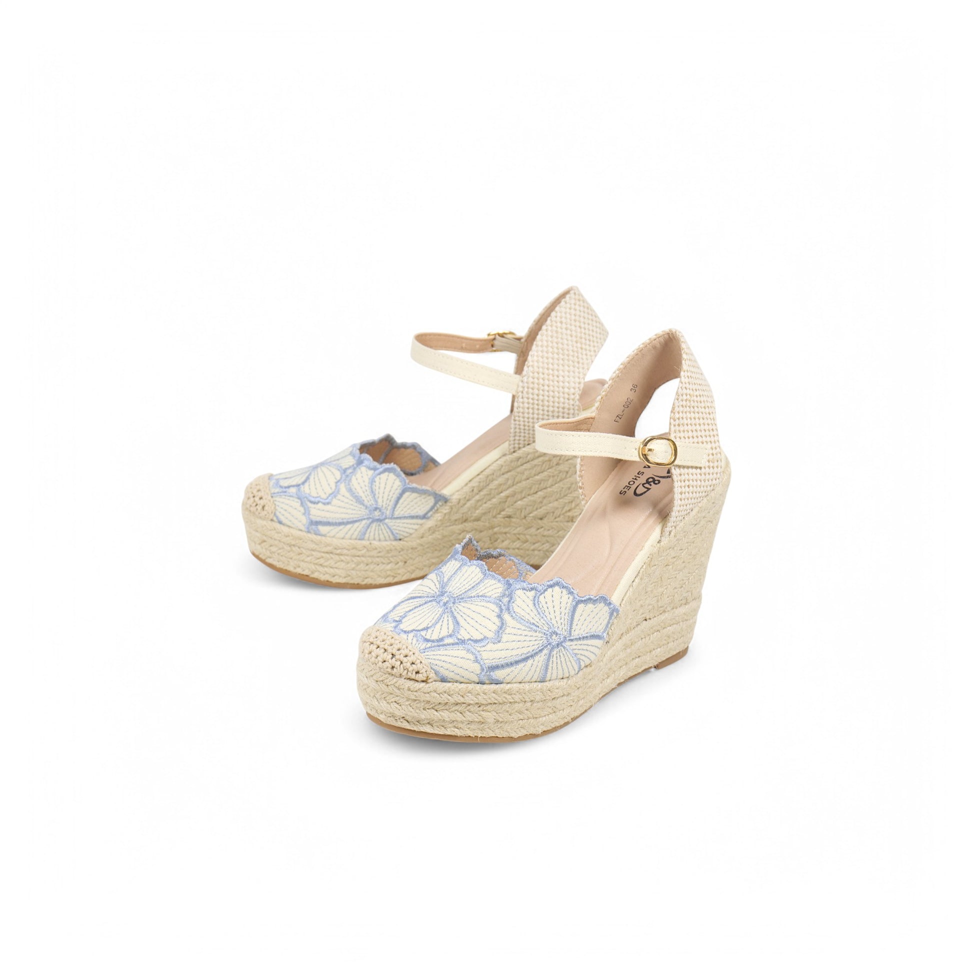 Sandalias de cuña bordado floral