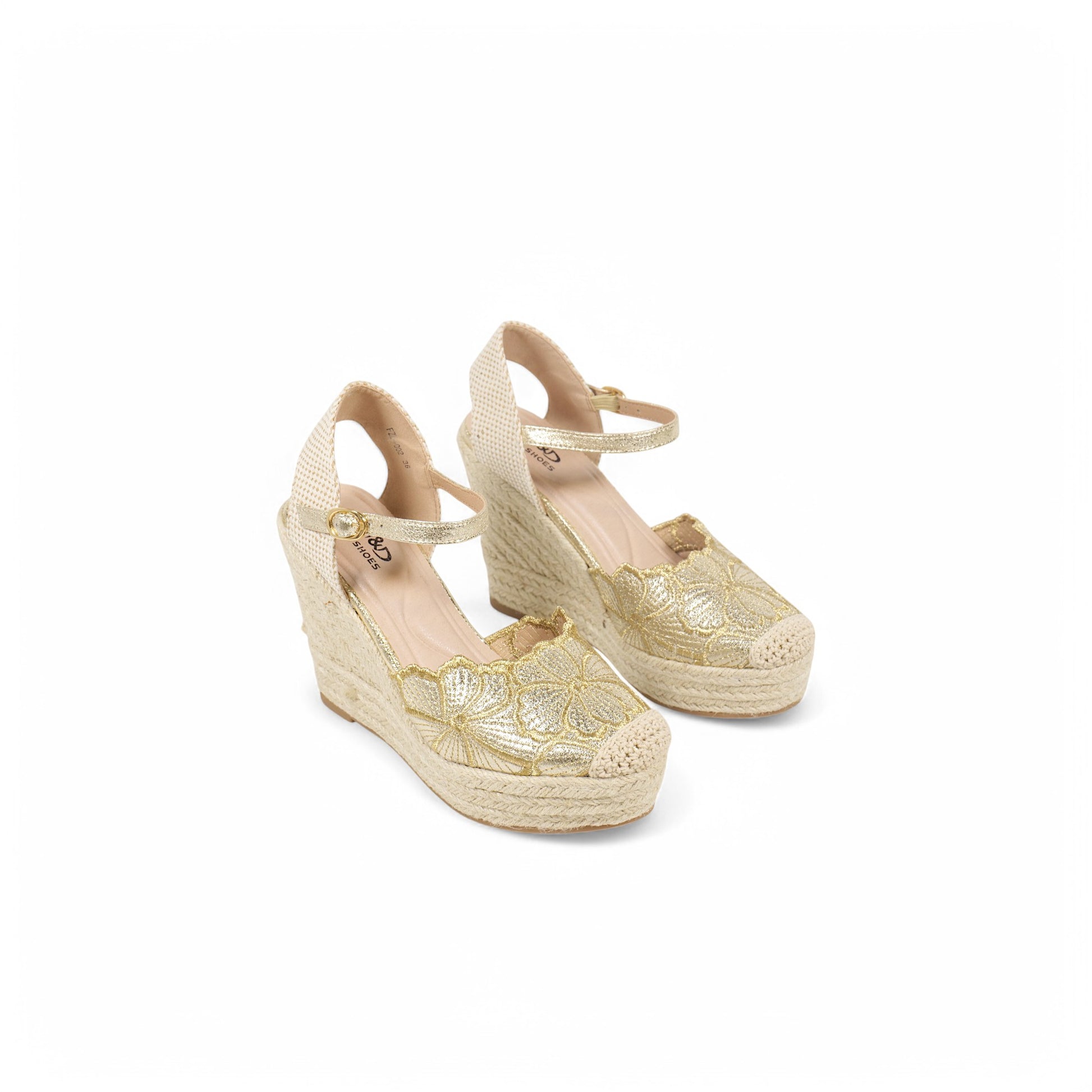 Sandalias de cuña bordado floral