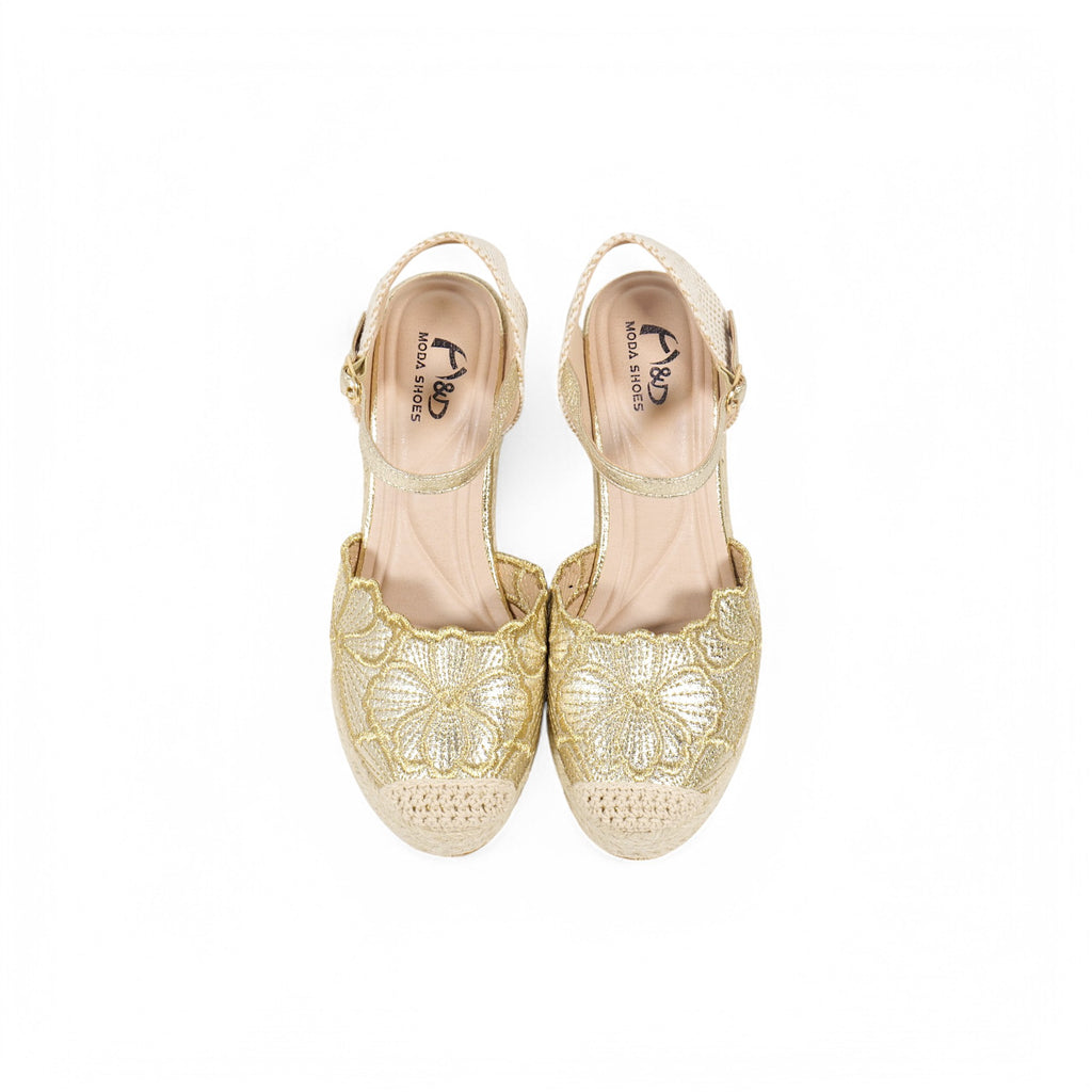 Sandalias de cuña bordado floral