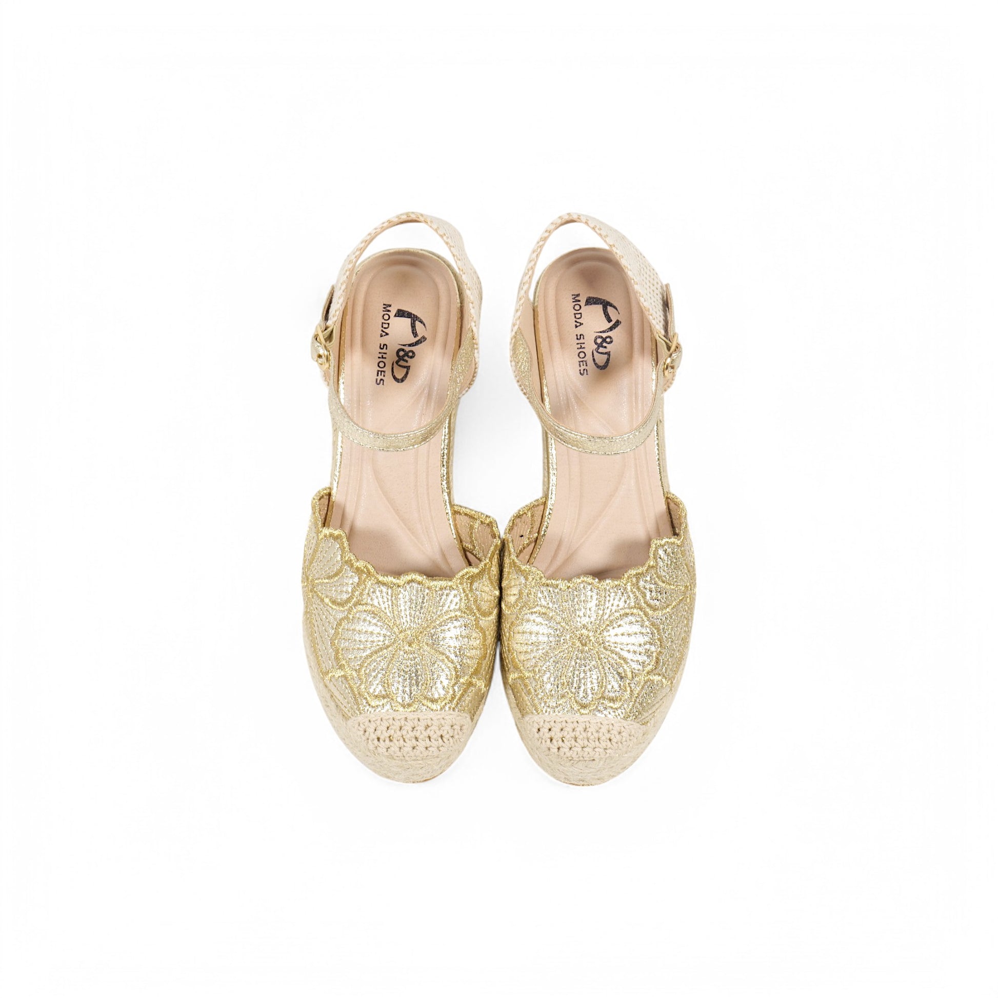 Sandalias de cuña bordado floral