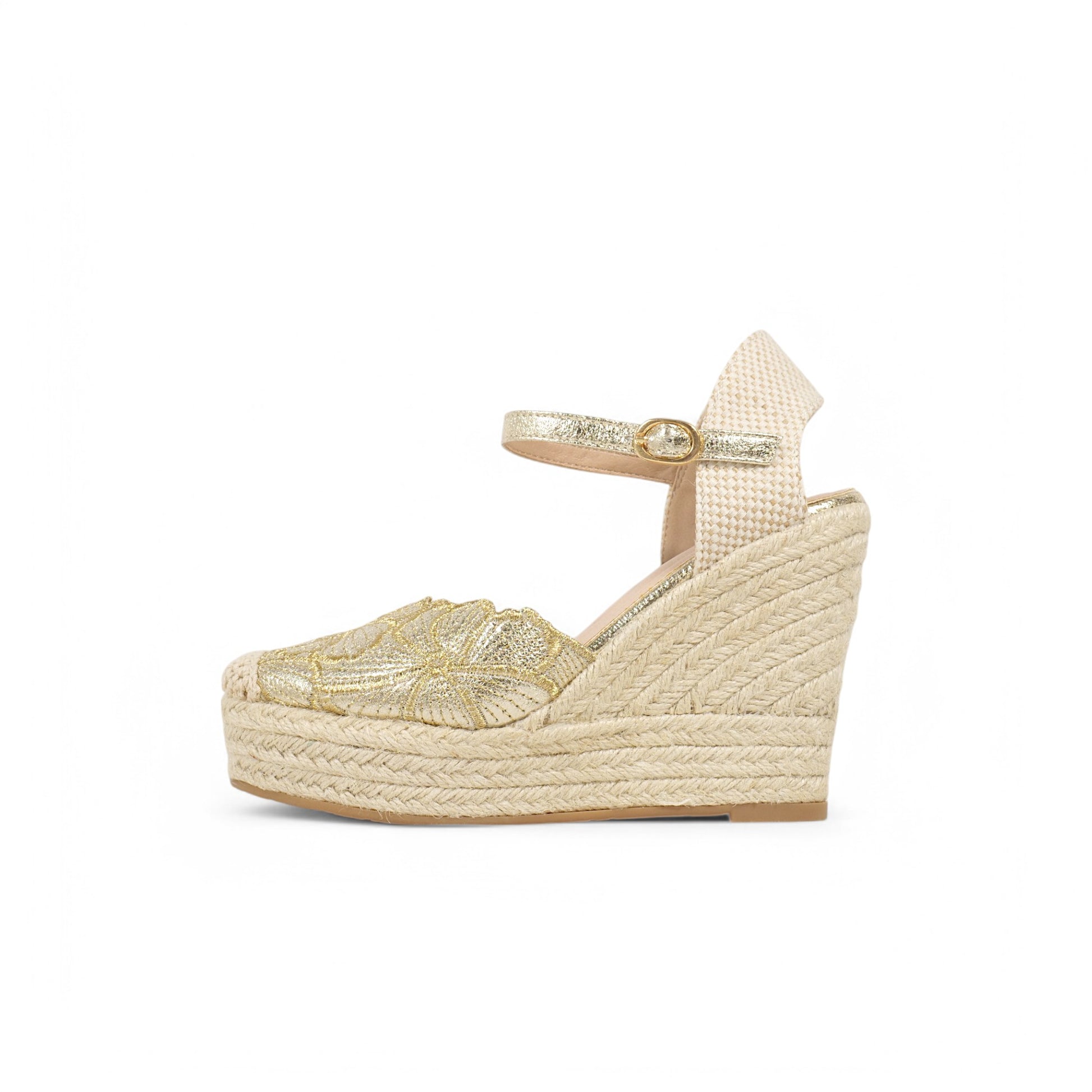 Sandalias de cuña bordado floral