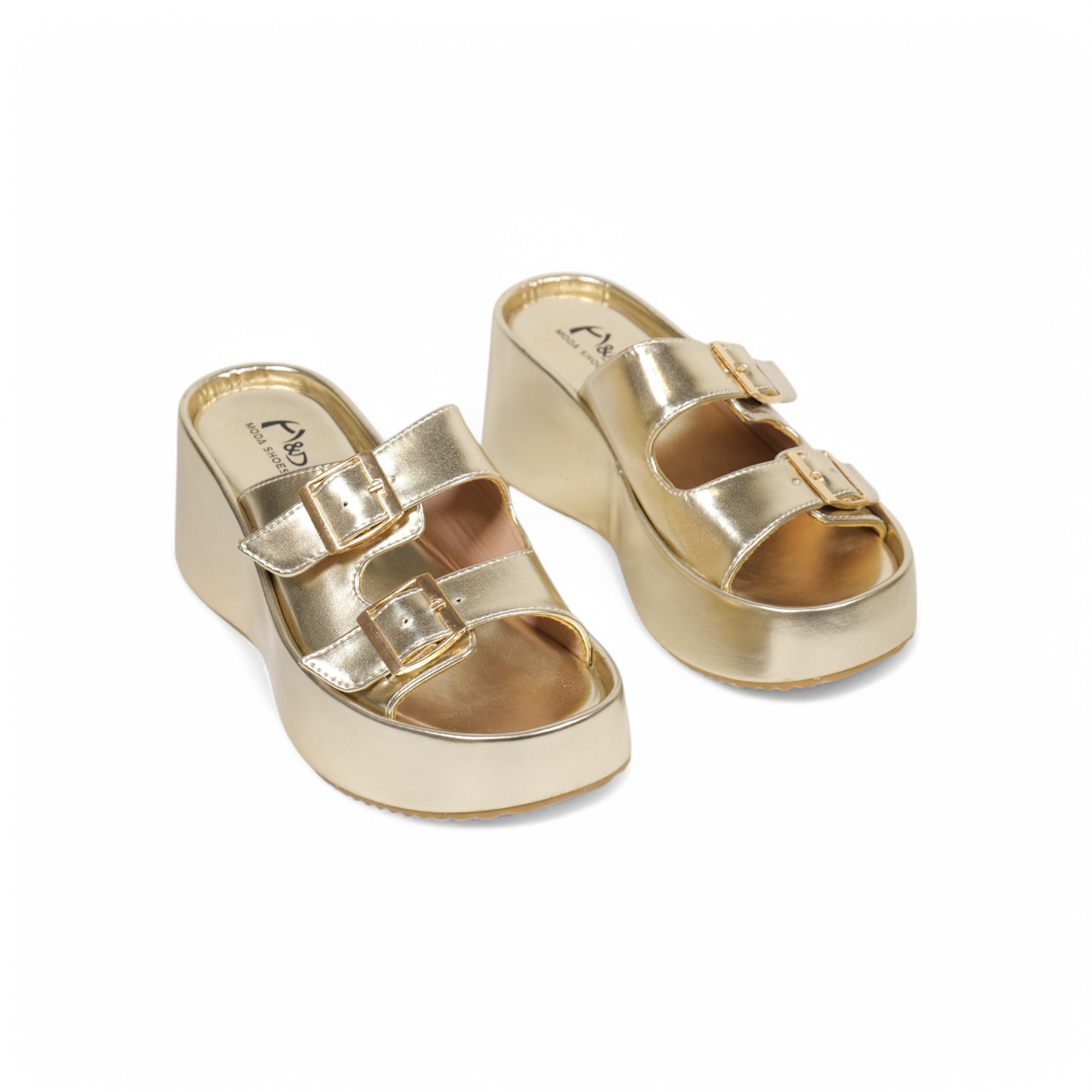 Sandalias slipon con plataforma doradas