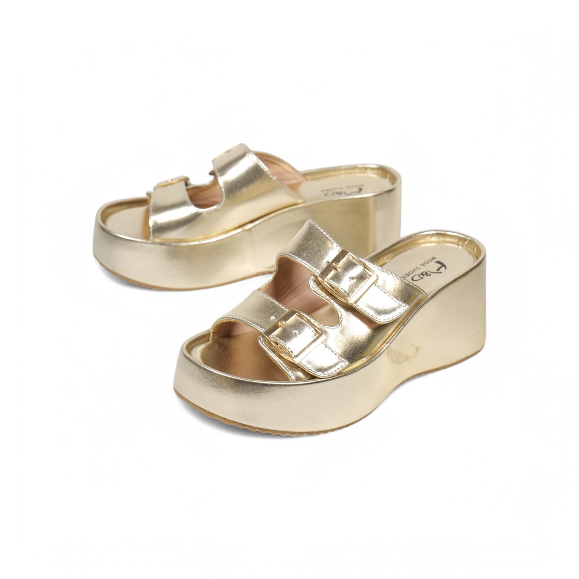 Sandalias slipon con plataforma doradas