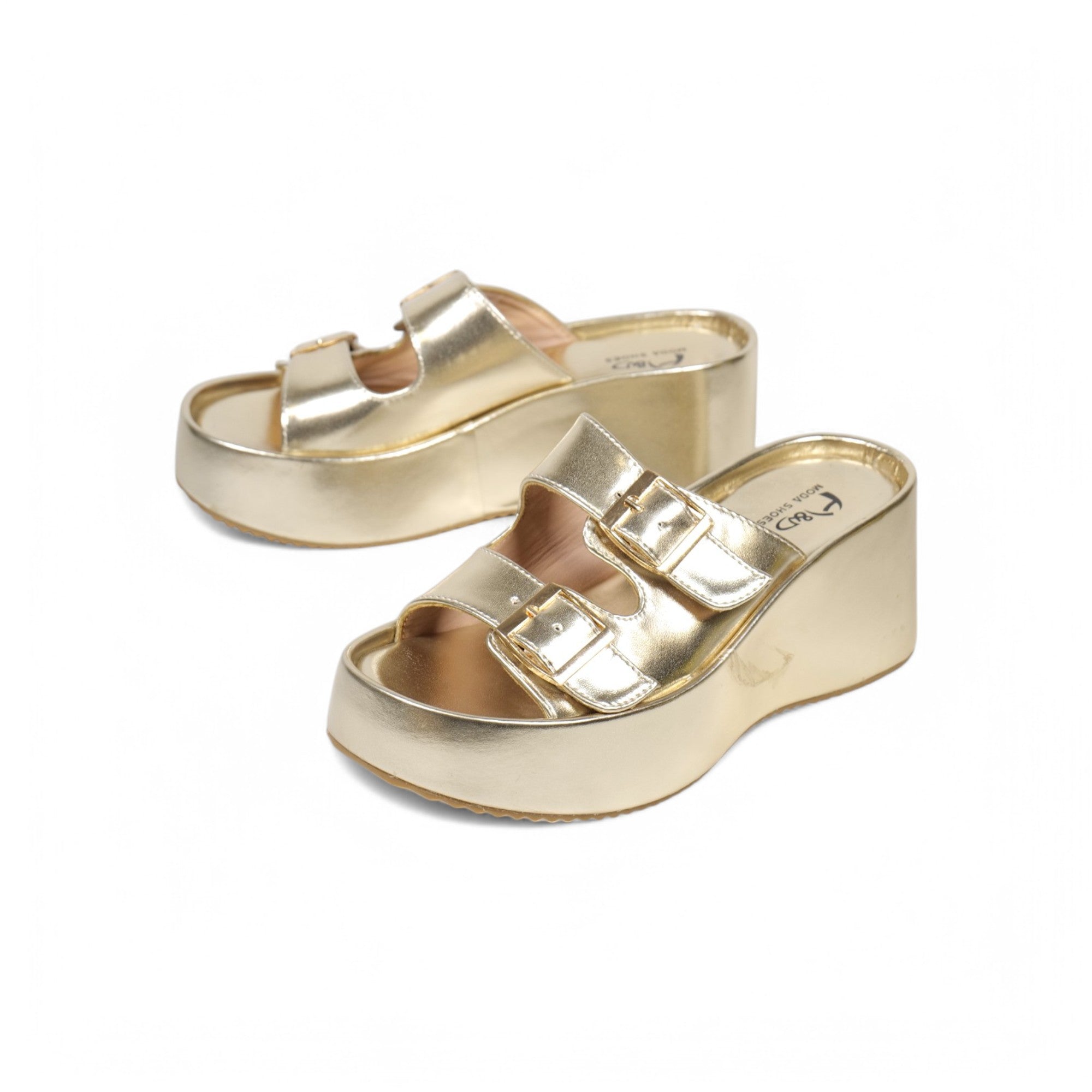 Sandalias slipon con plataforma doradas