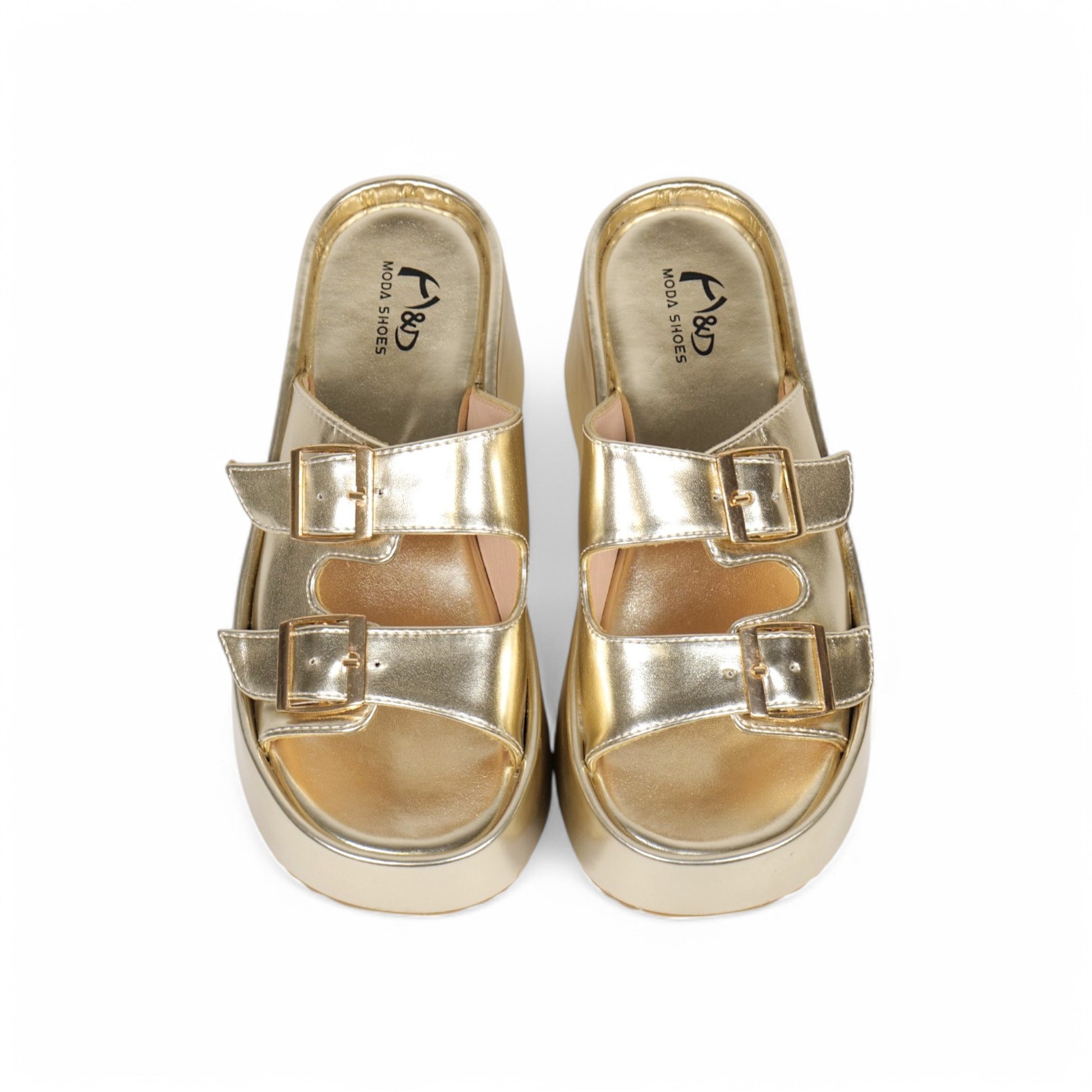 Sandalias slipon con plataforma doradas
