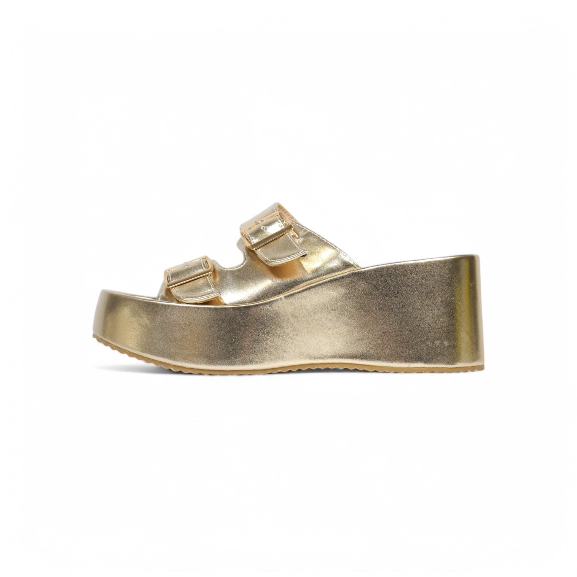 Sandalias slipon con plataforma doradas