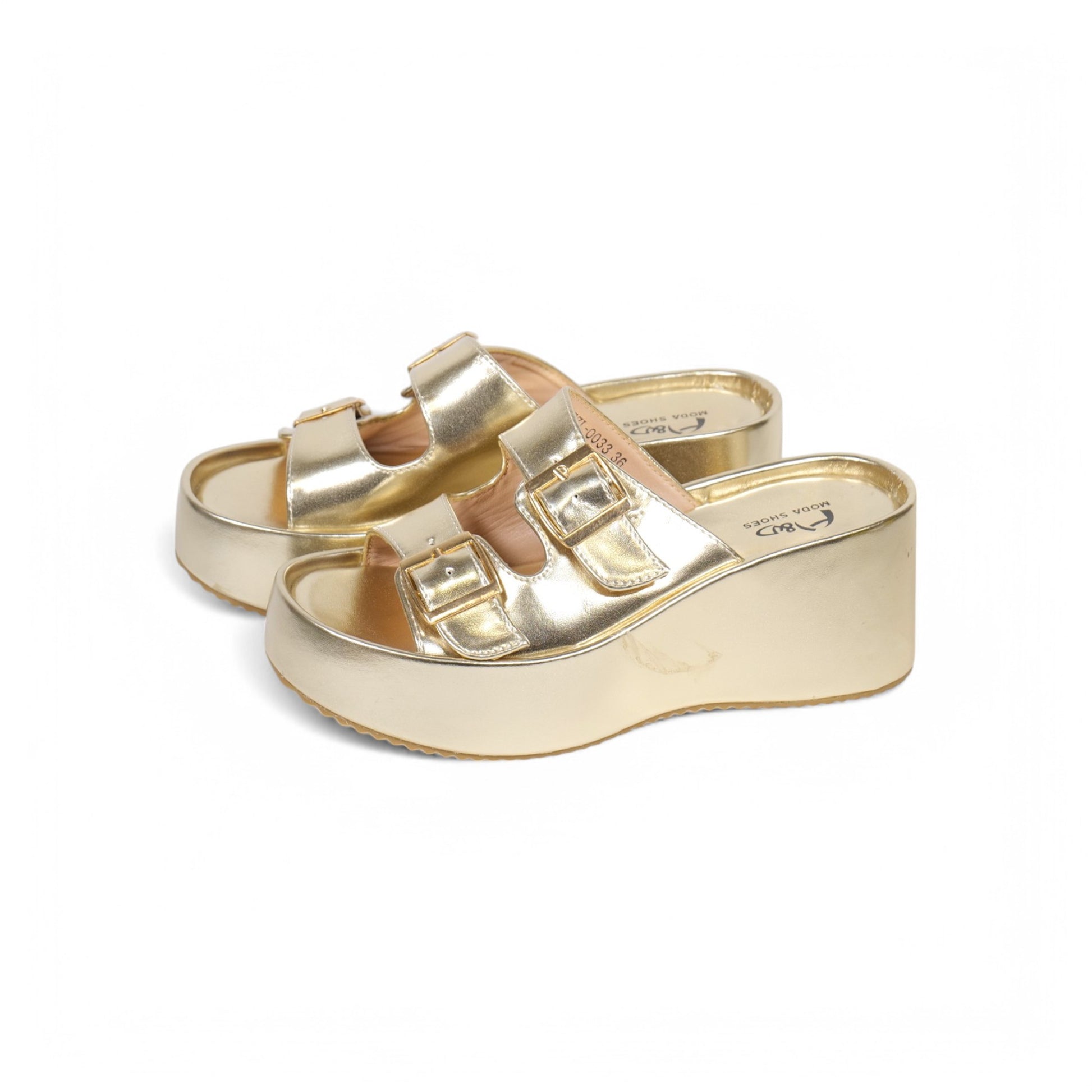 Sandalias slipon con plataforma doradas