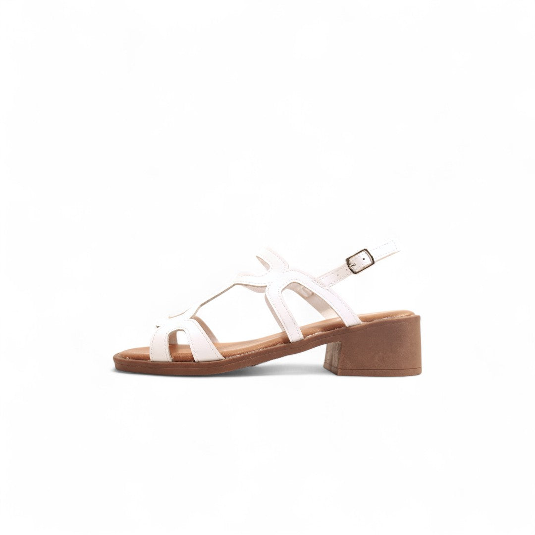 Sandalias de tacón bajo con diseño geométrico calado
