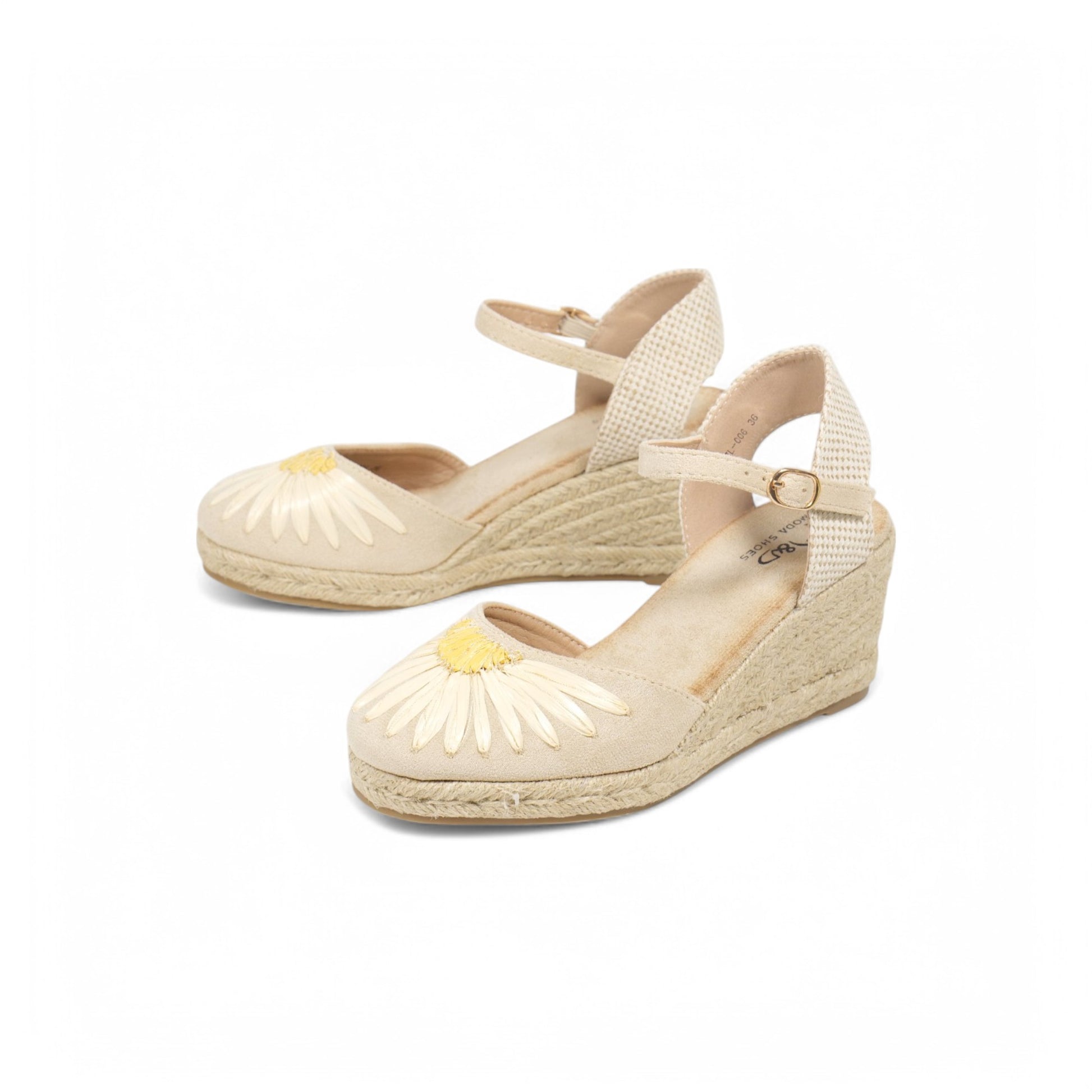 Sandalias de cuña con estampado de girasol