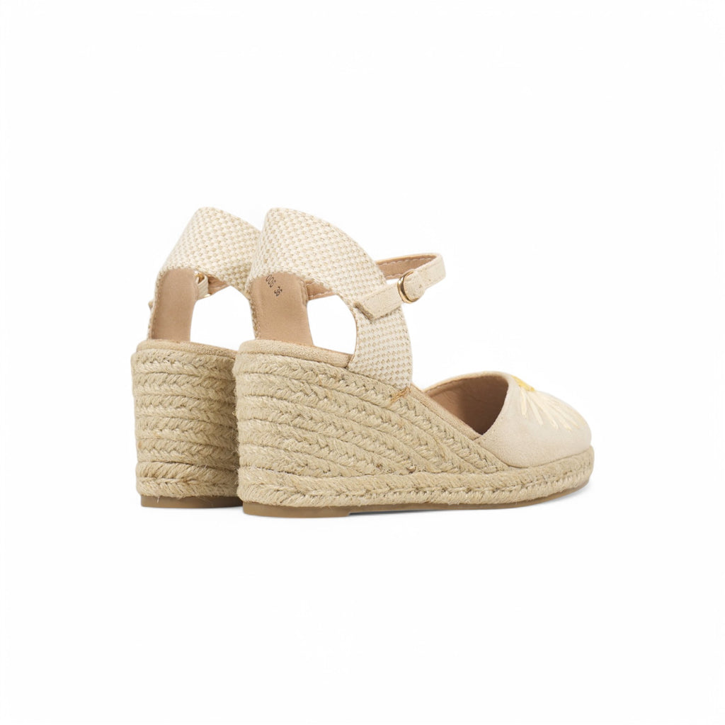 Sandalias de cuña con estampado de girasol