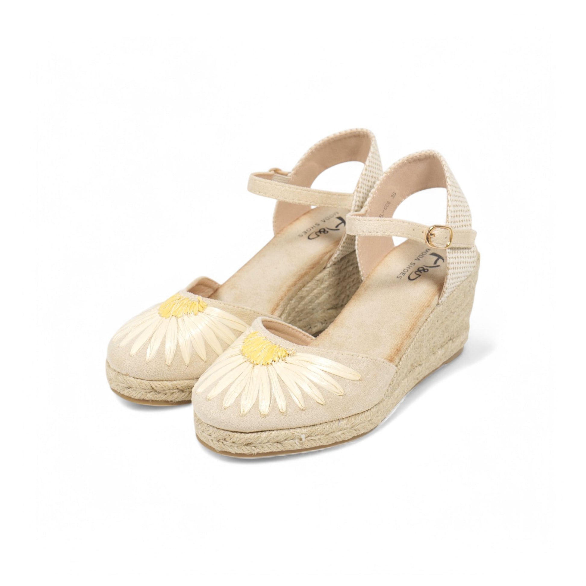 Sandalias de cuña con estampado de girasol