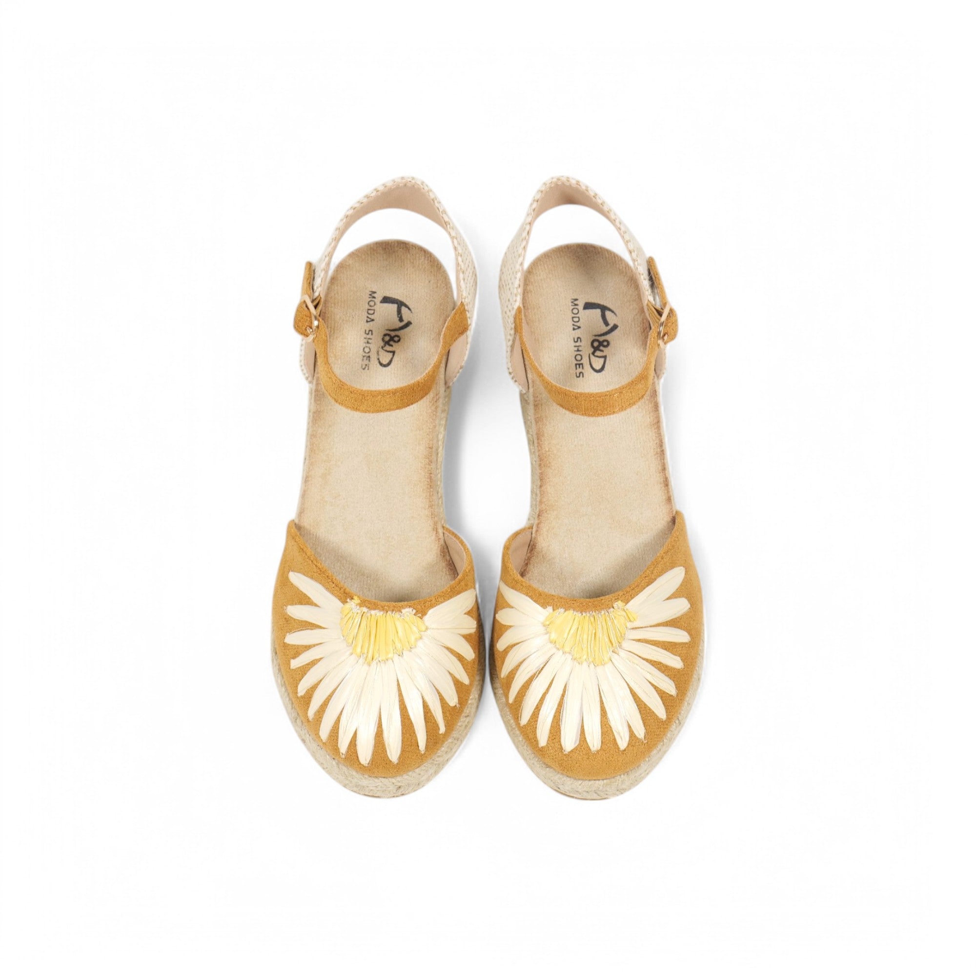 Sandalias de cuña con estampado de girasol