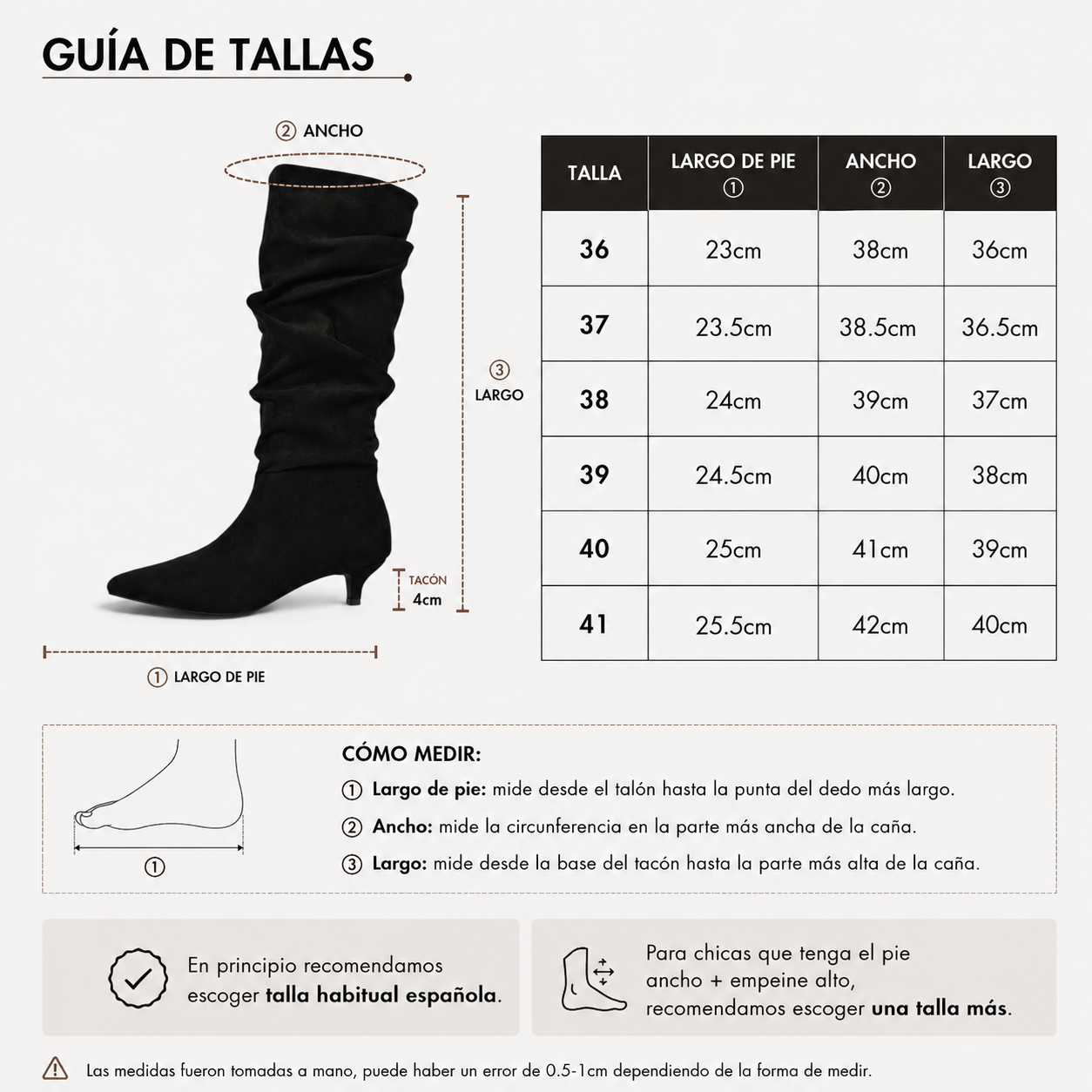 Botas altas fruncidas para mujer con tacón bajo, punta afilada, efecto ante, caña alta arrugada, botas elegantes cómodas otoño invierno