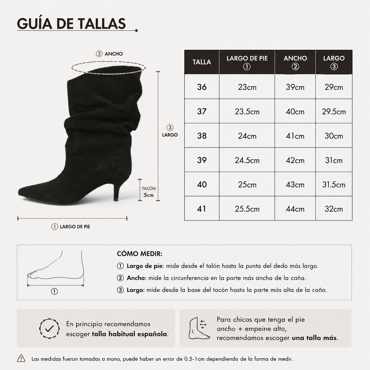Botas de media caña fruncidas para mujer con tacón fino bajo, punta afilada, efecto ante, cierre de cremallera, botas a media pantorrilla